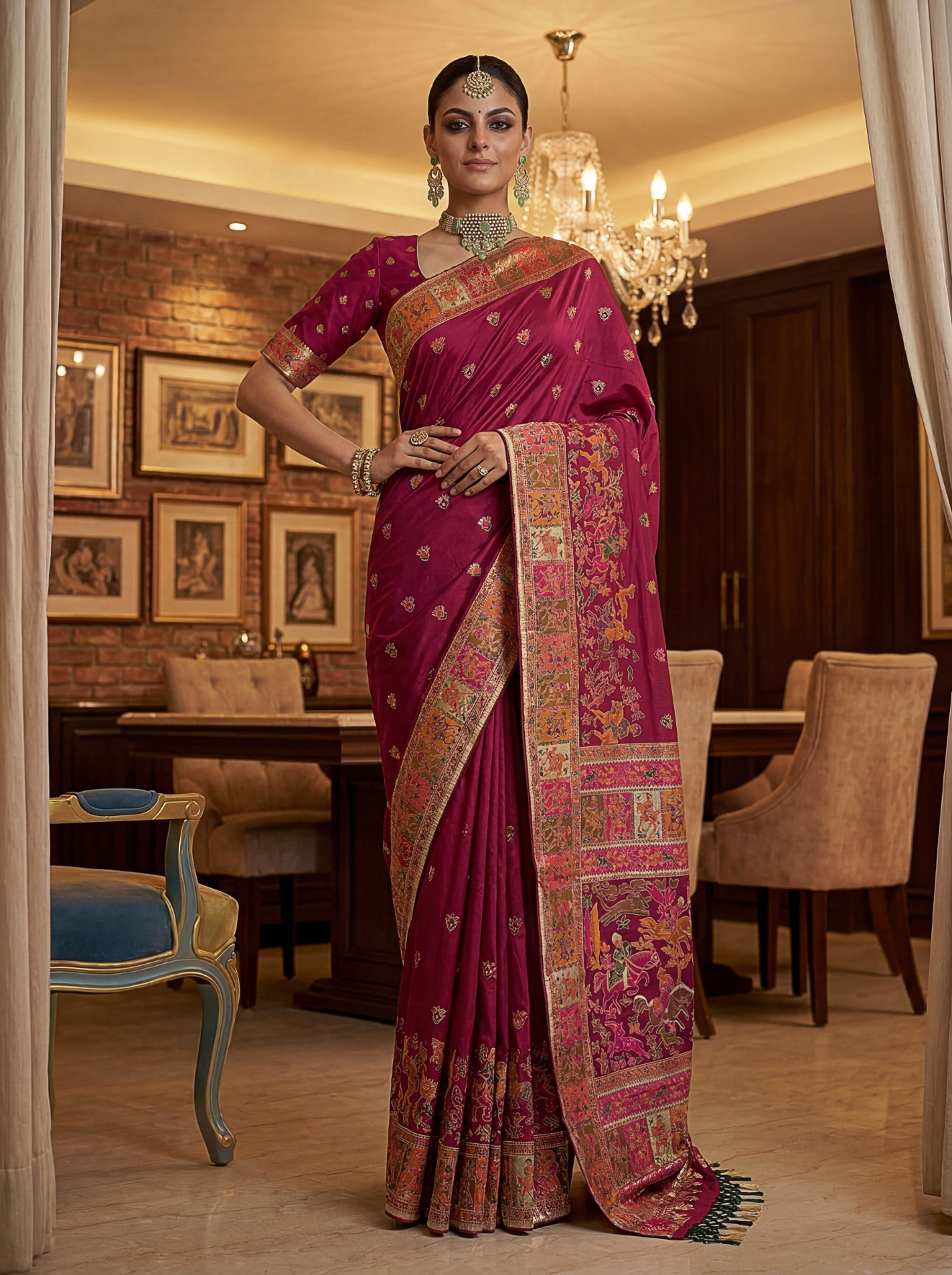 Regal Wine Virana Silk Festive Saree