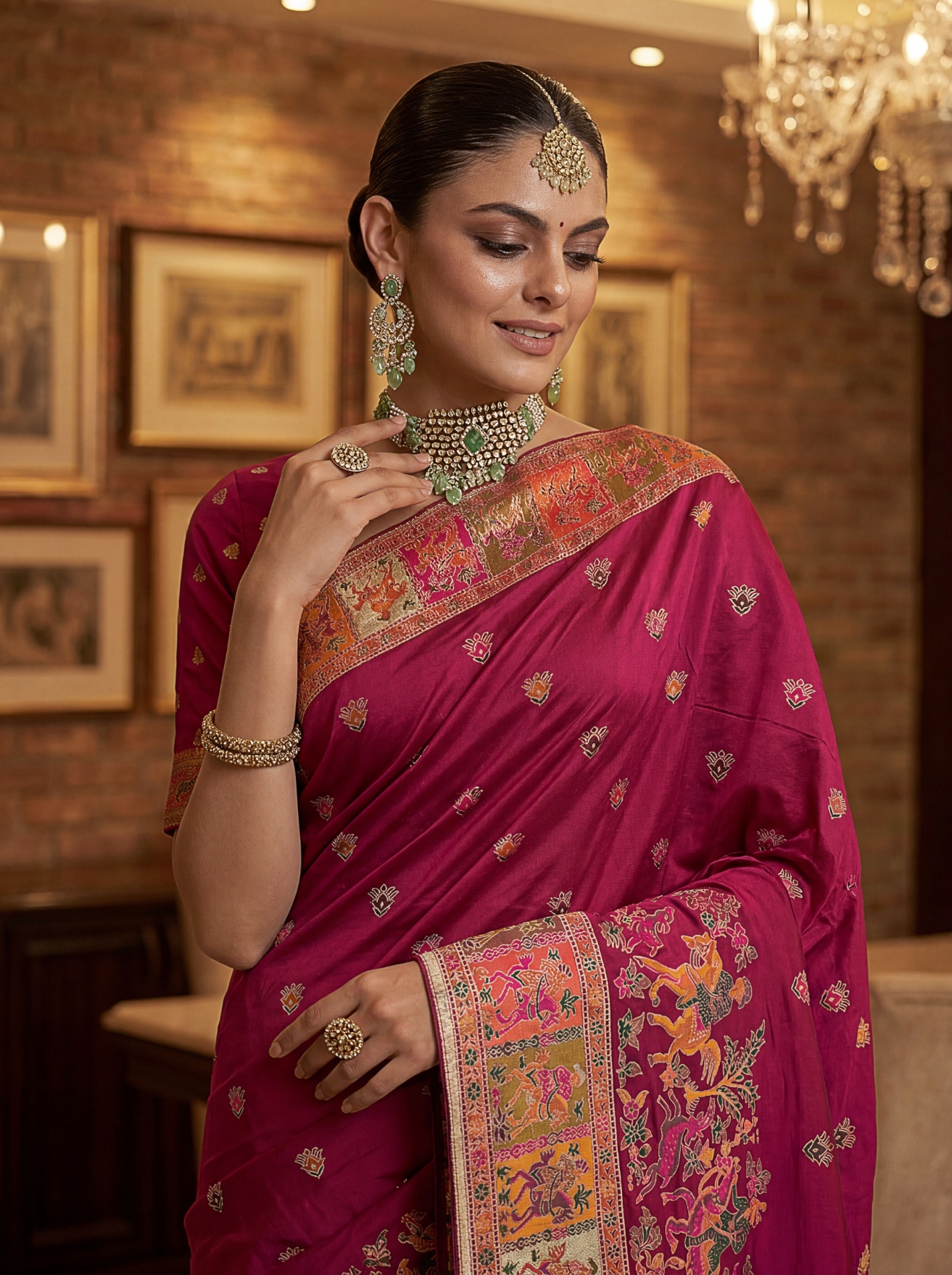 Regal Wine Virana Silk Festive Saree