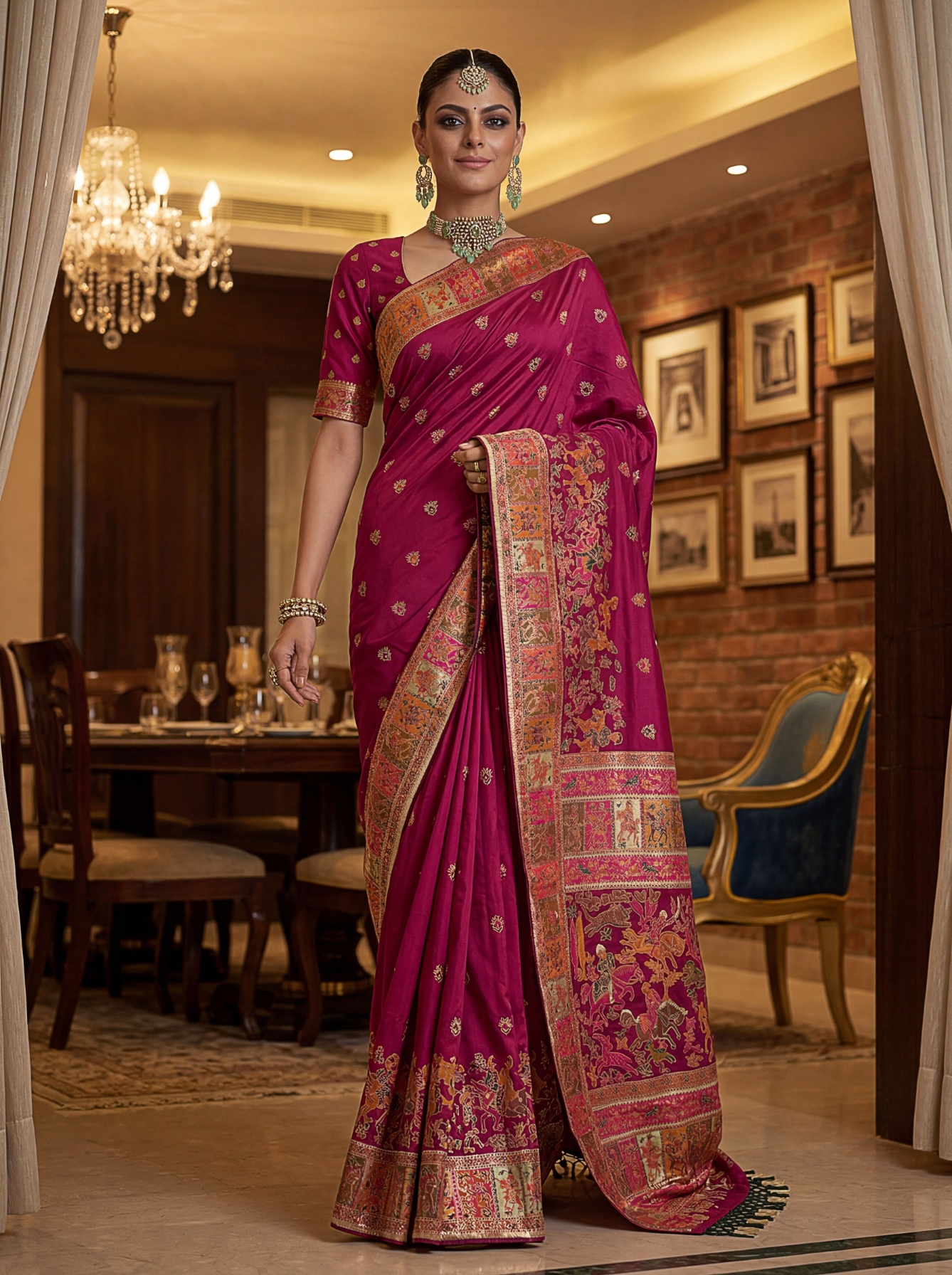 Regal Wine Virana Silk Festive Saree