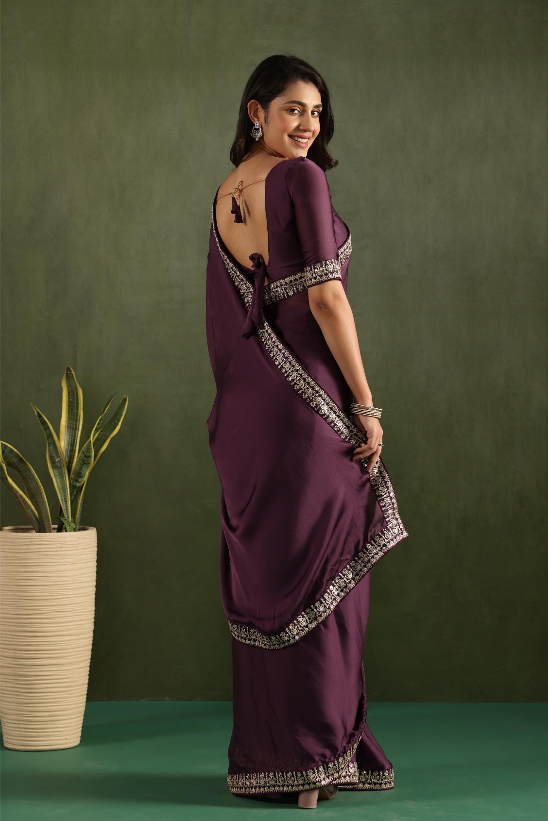 Rose Gold Chiffon Ready To Wear Saree — alternate view