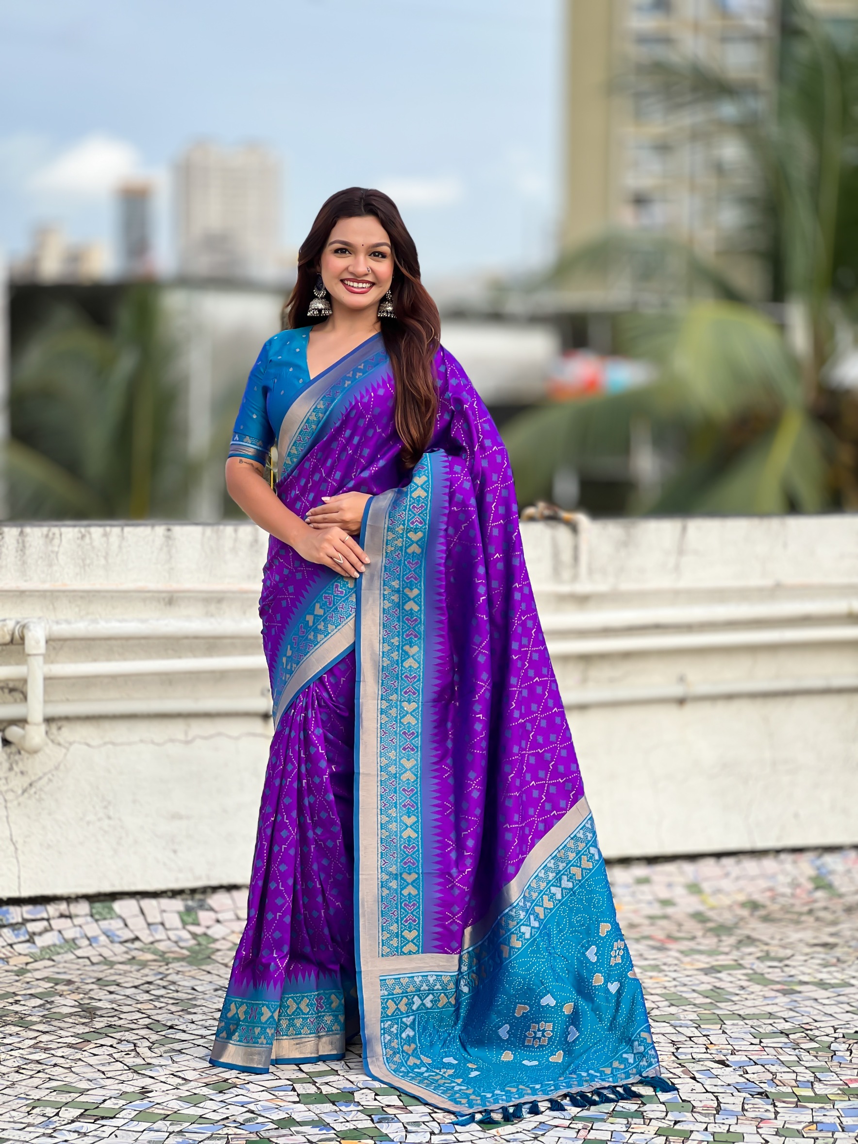 Royal Amethyst Patola Silk Ikat Heritage Saree