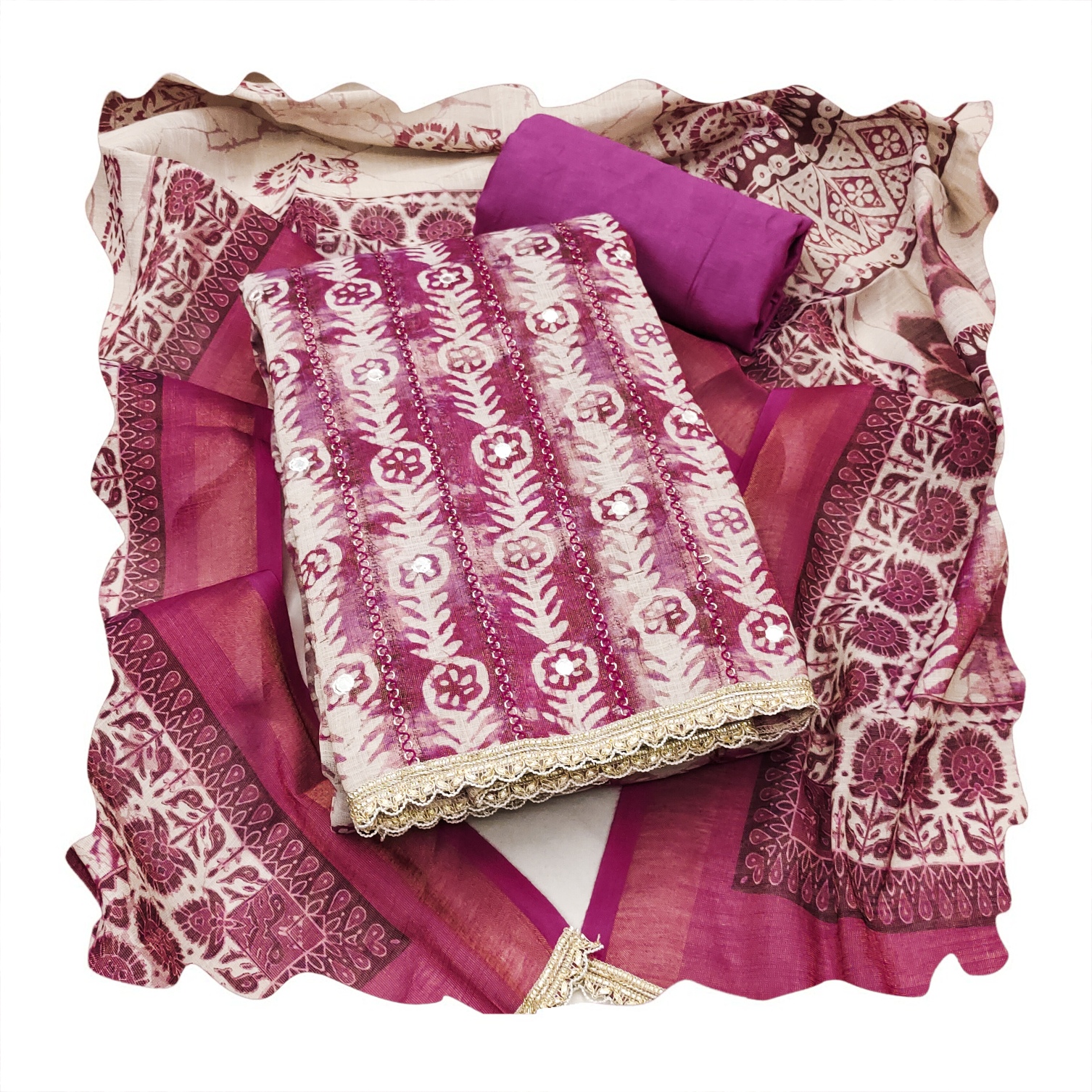 Royal Bloom Linen Cotton Designer Printed Salwar Suit — alternate view