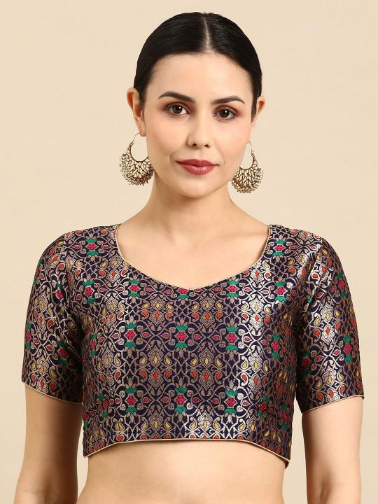 Royal Blue Banarasi Silk Jacquard Readymade Blouse