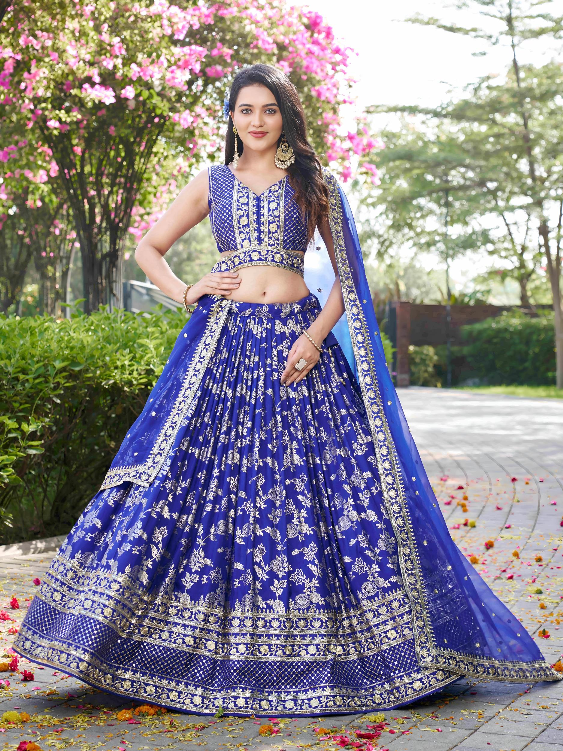 Royal Blue Dola Silk Lehenga