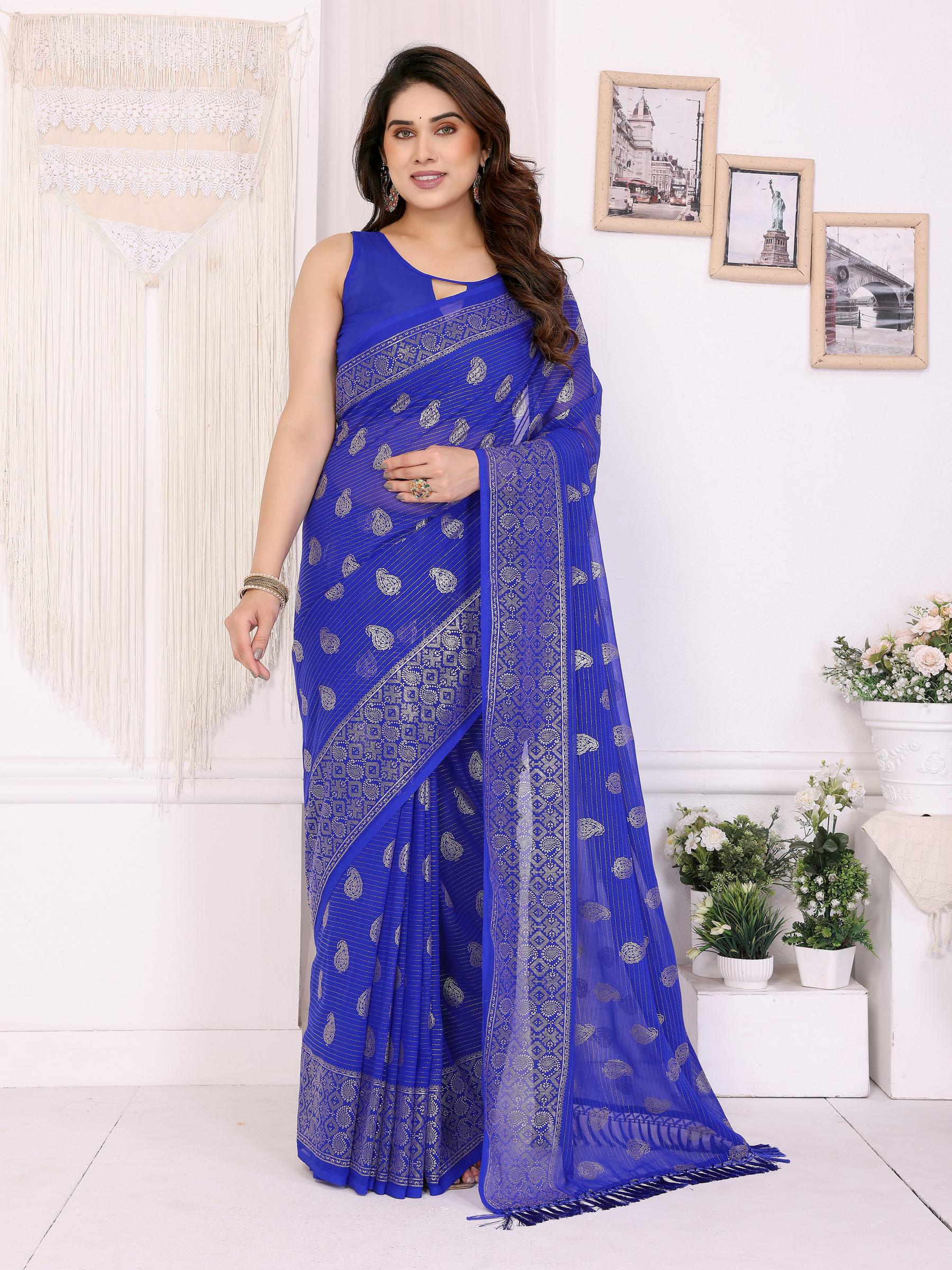 Royal Blue Georgette Saree