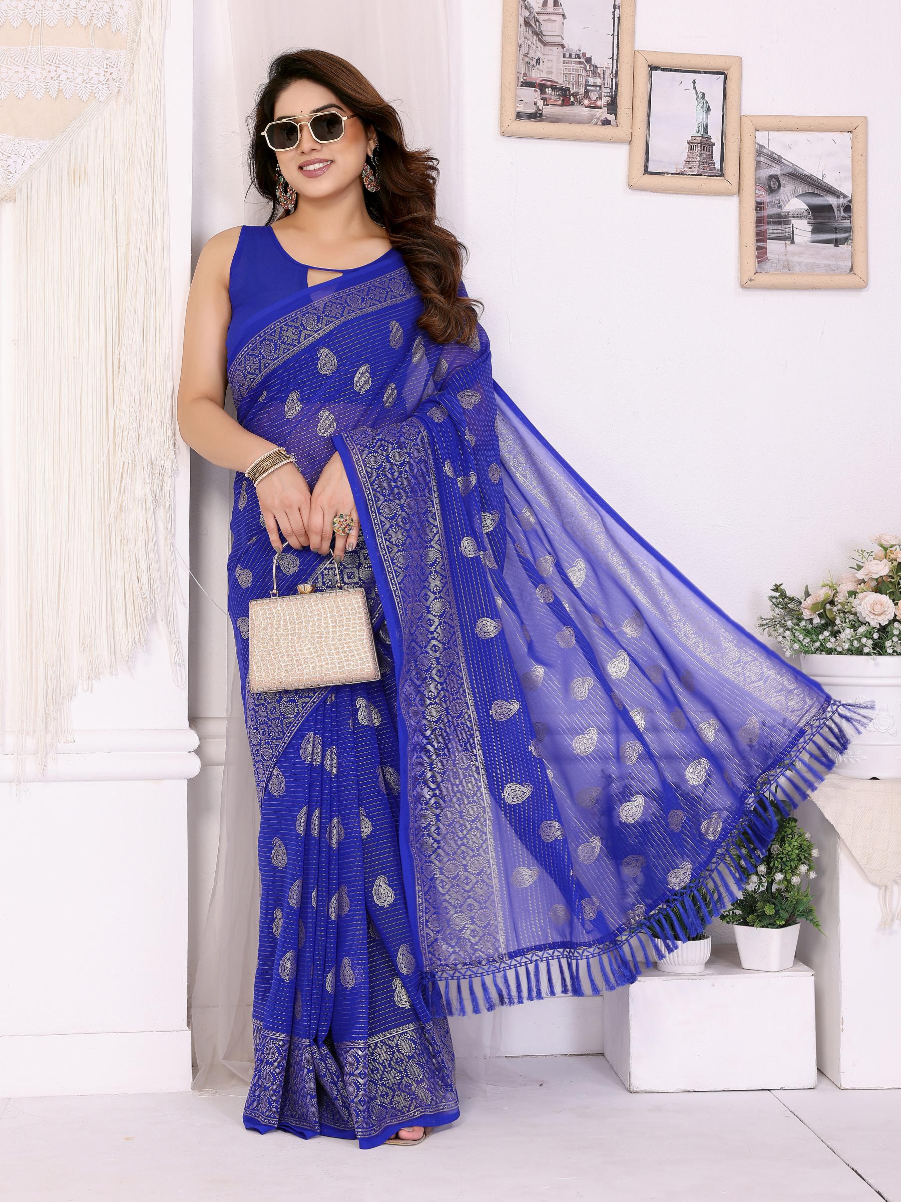 Royal Blue Georgette Saree