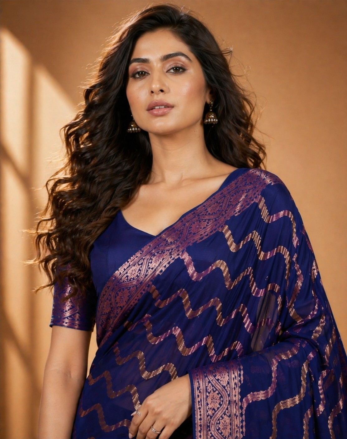 Royal Blue Heritage Woven Saree