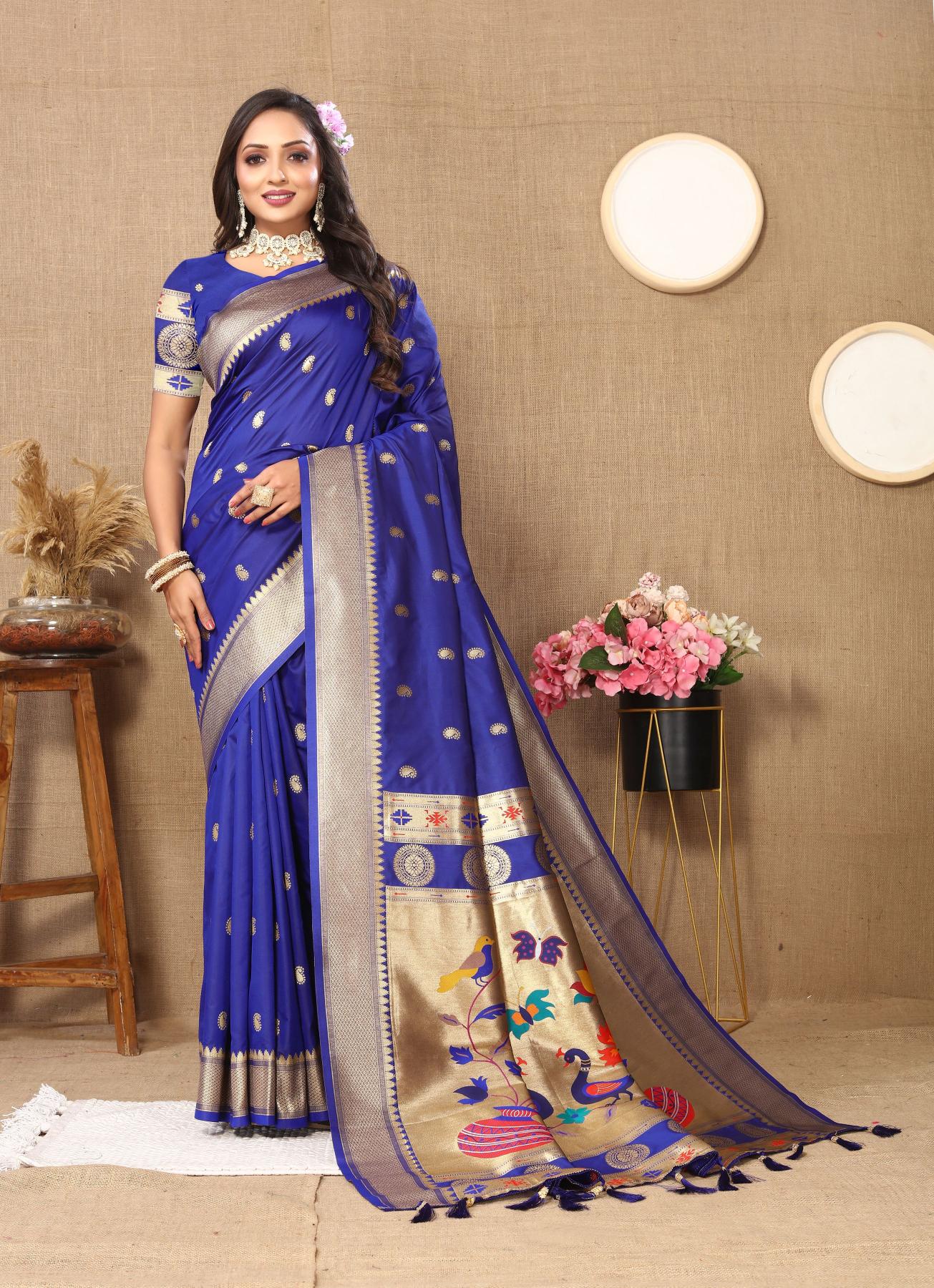 Royal Blue Paithani Silk Saree