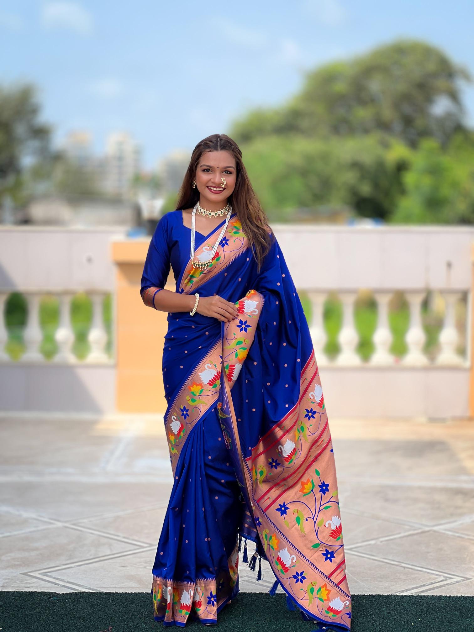Royal Blue Paithani Silk Saree