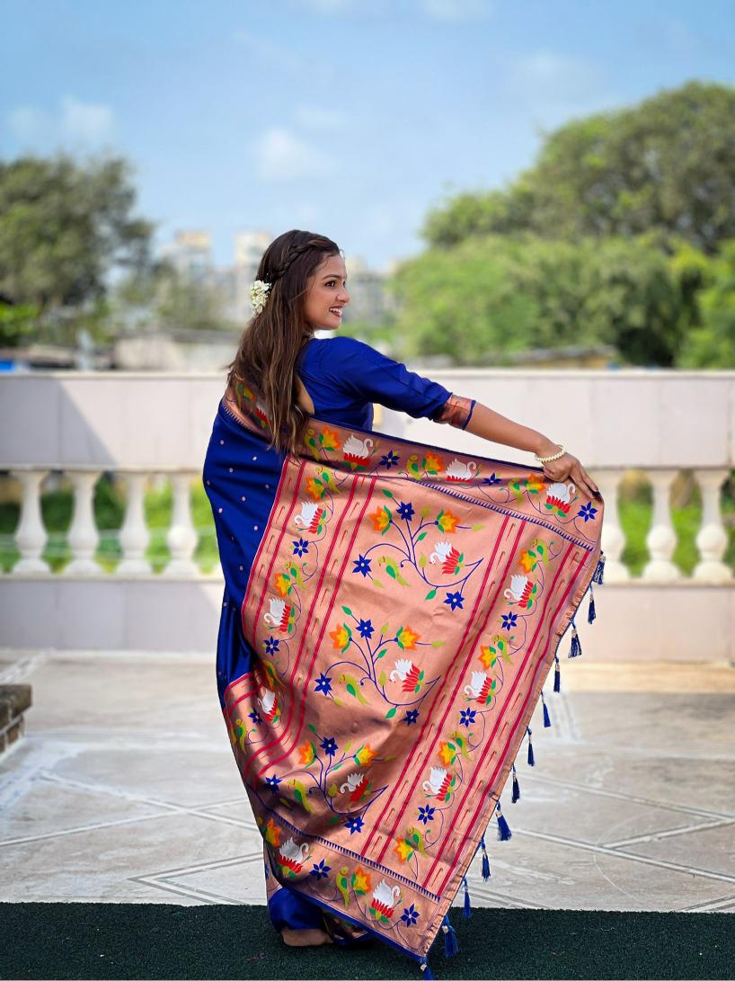 Royal Blue Paithani Silk Saree — alternate view