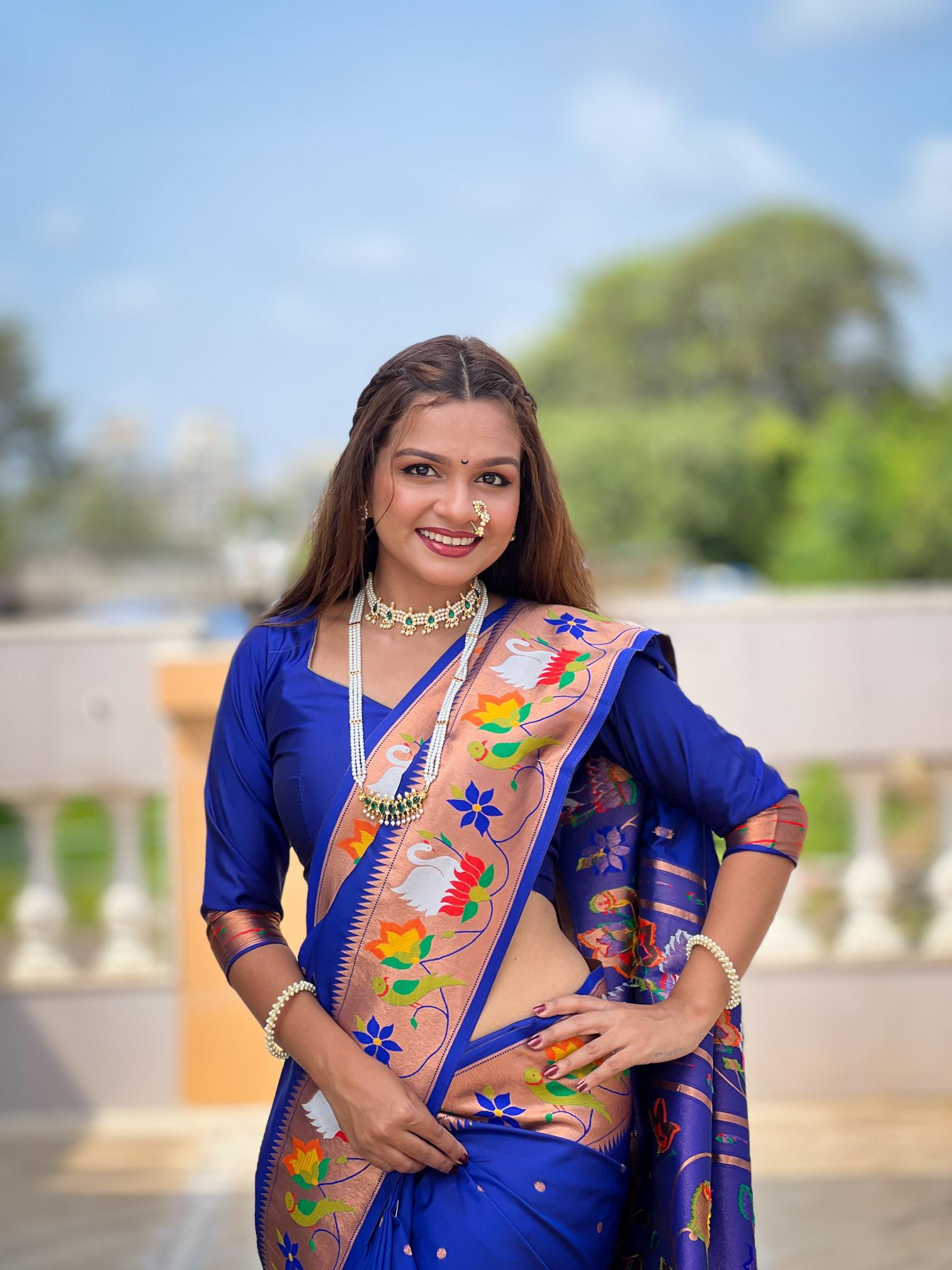 Royal Blue Paithani Silk Saree