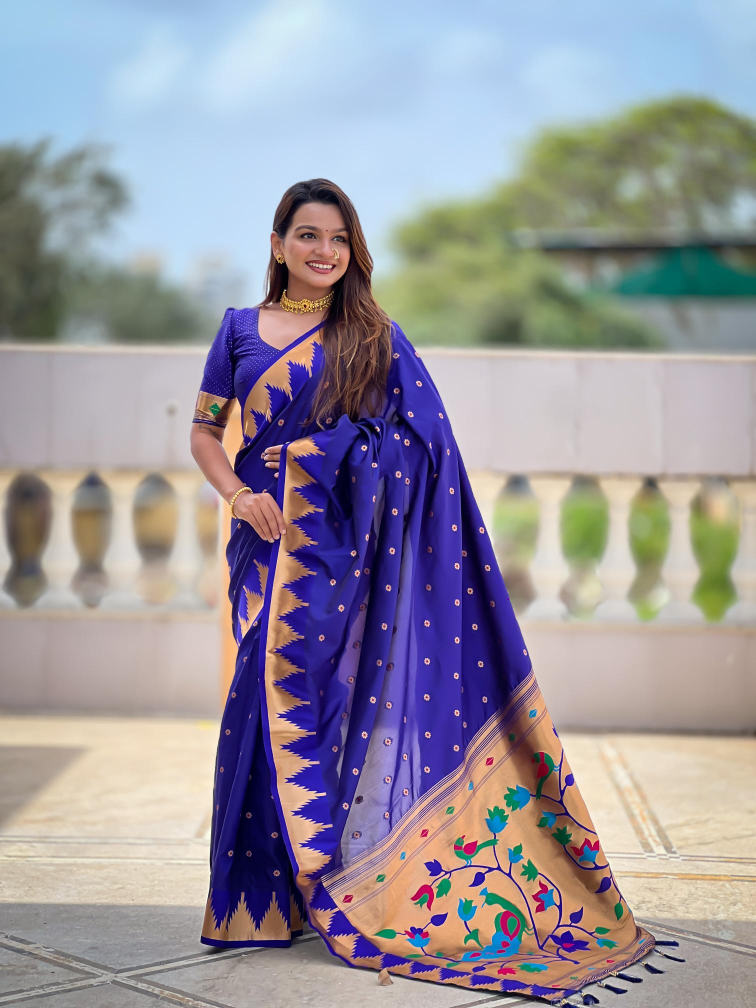 Royal Blue Paithani Silk Saree