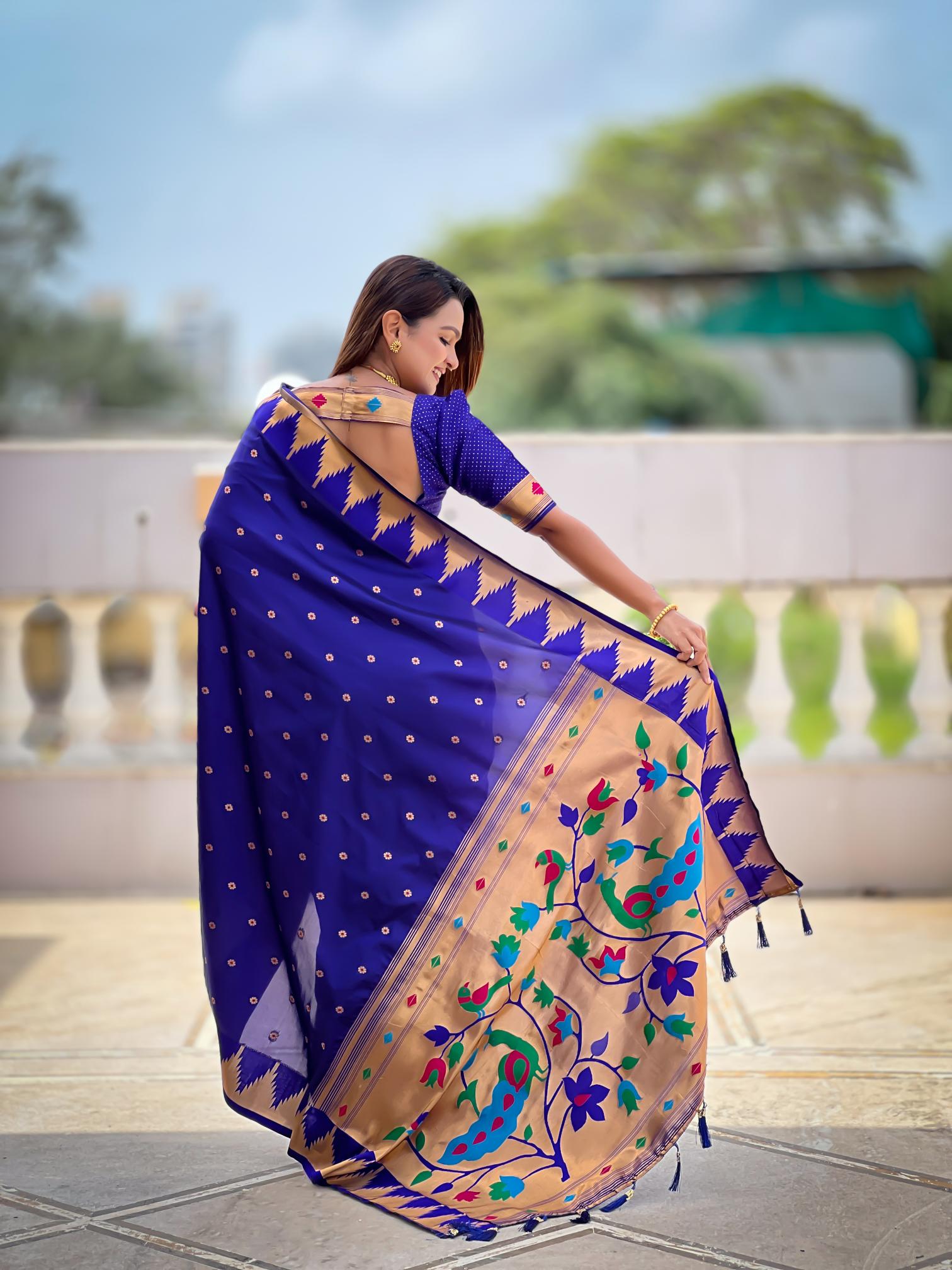 Royal Blue Paithani Silk Saree — alternate view