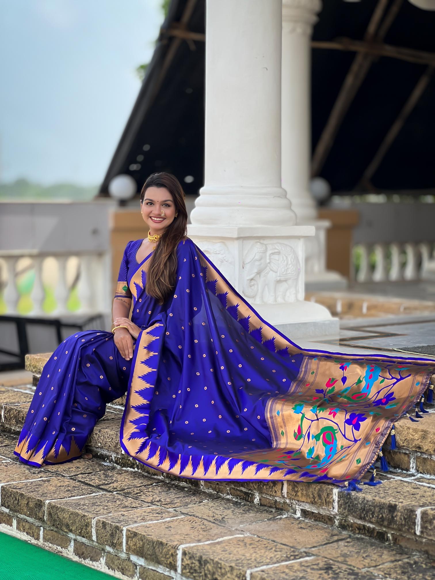 Royal Blue Paithani Silk Saree