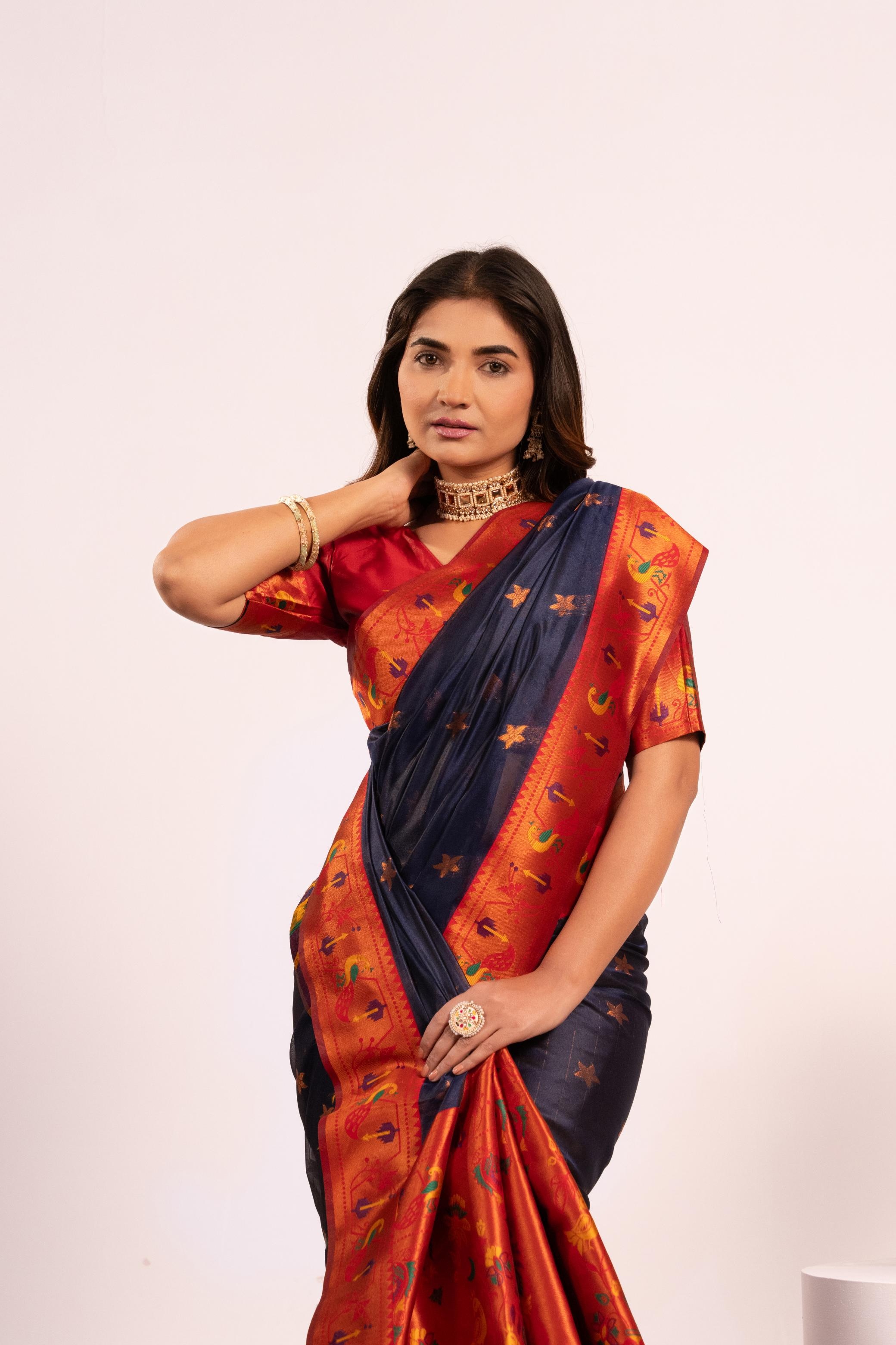 Royal Blue Paithani Tissue Silk Saree