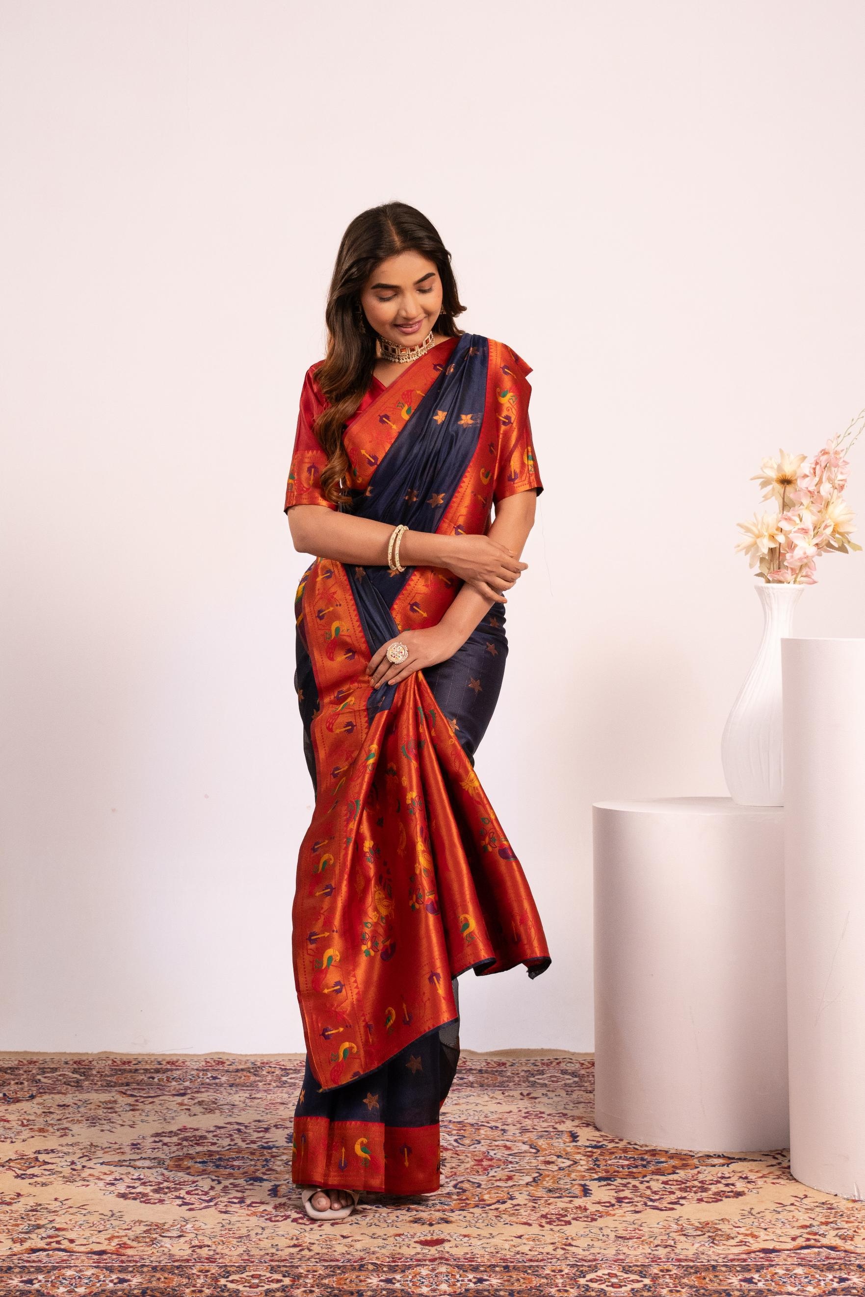 Royal Blue Paithani Tissue Silk Saree