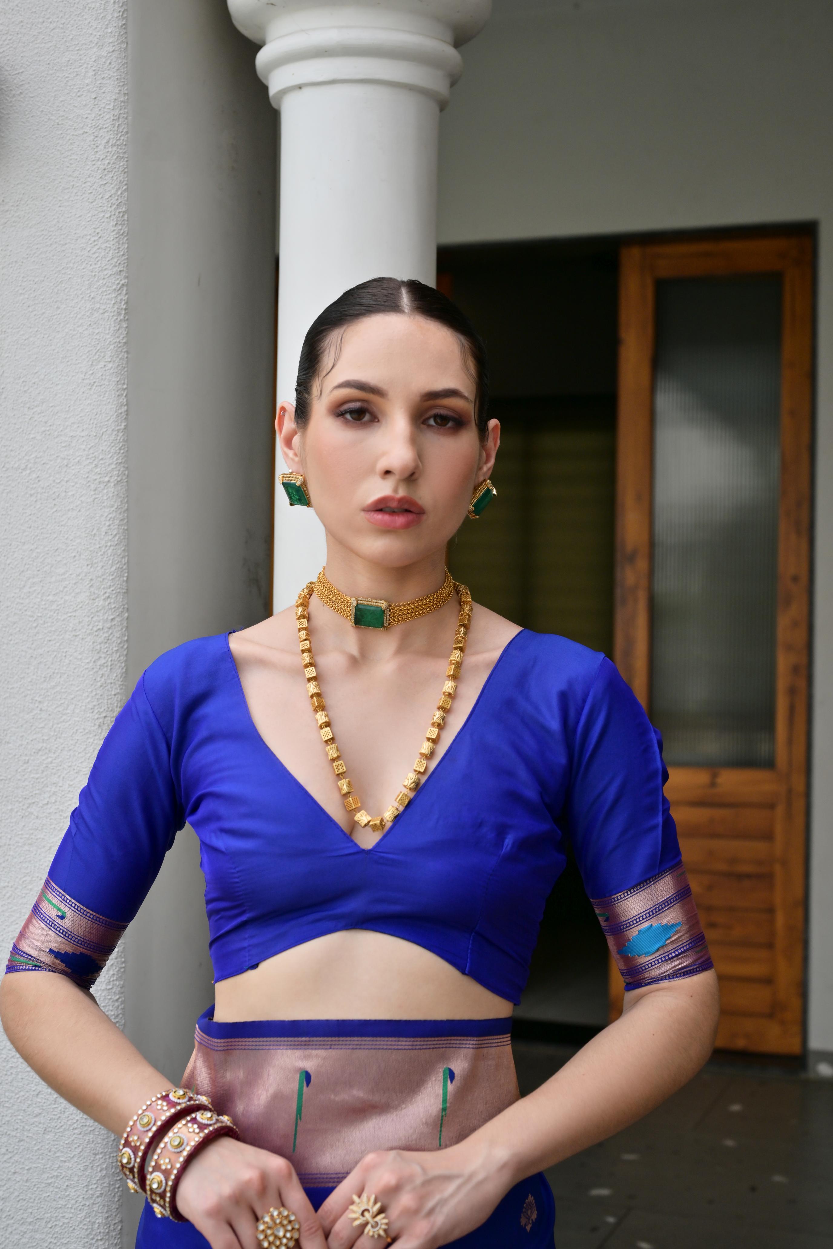 Royal Blue Paithani Woven Designer Banarasi Silk Saree