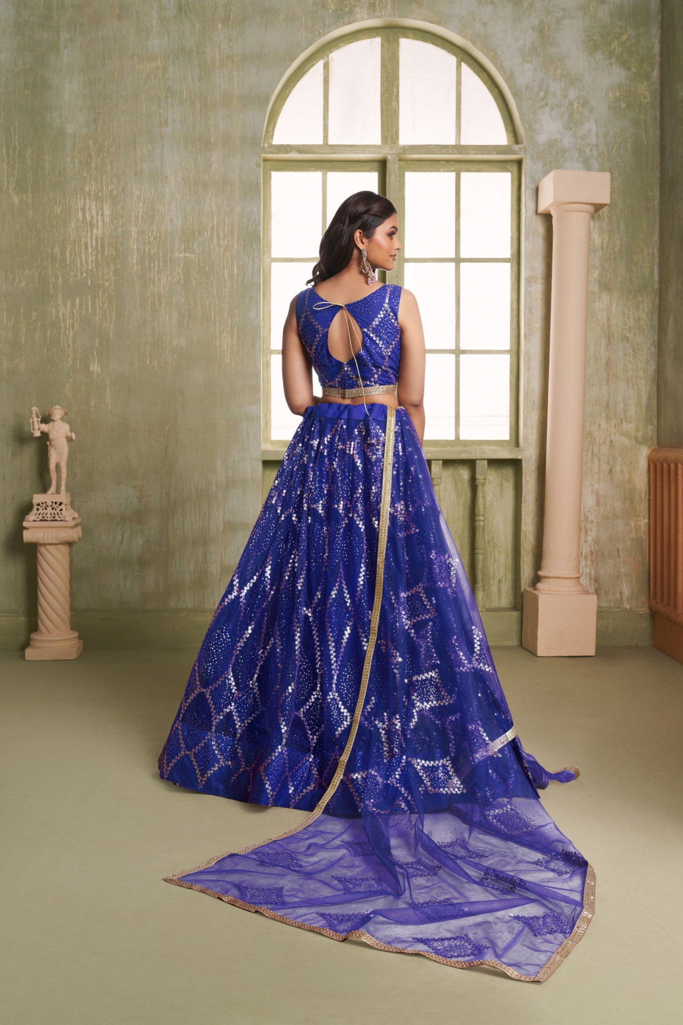 Royal Blue Sequins Embroidered Lehenga Choli — alternate view