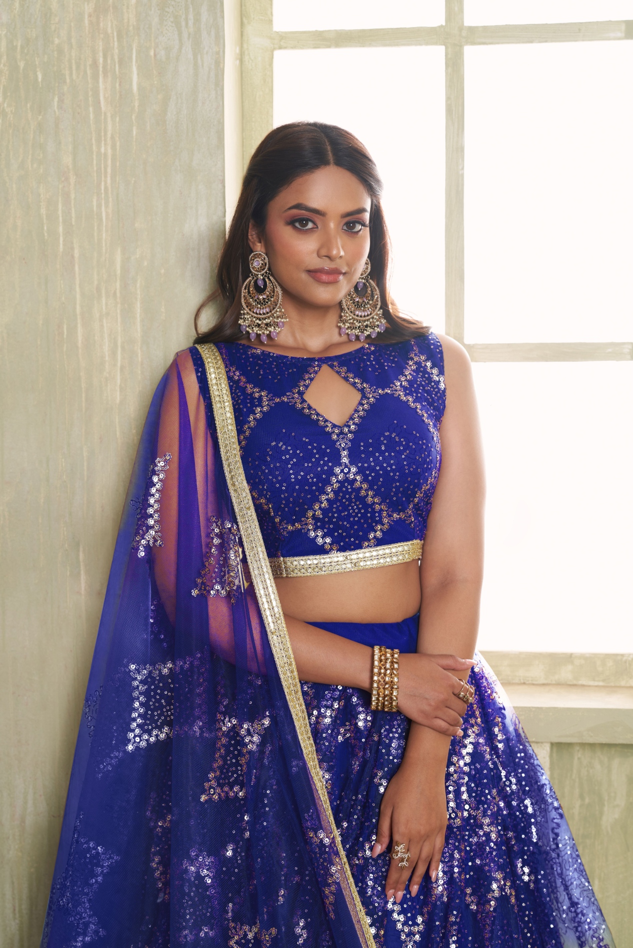 Royal Blue Sequins Embroidered Lehenga Choli