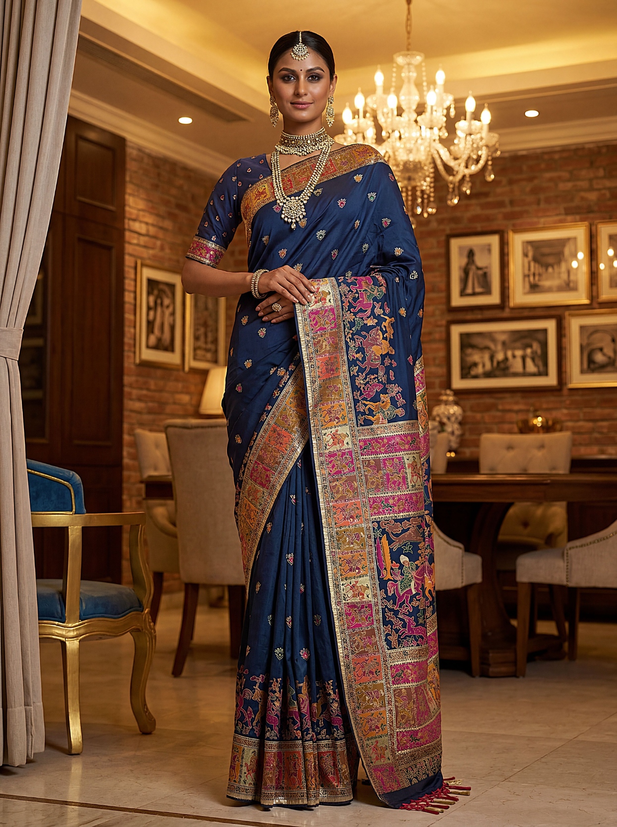 Royal Blue Virana Silk Designer Saree