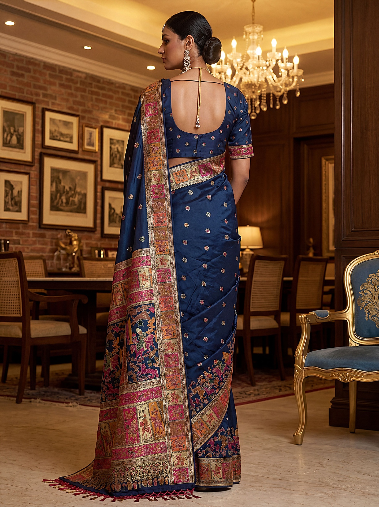 Royal Blue Virana Silk Designer Saree — alternate view