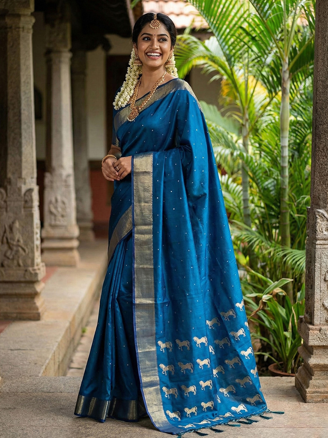 Royal Blue Woven Zari Designer Soft Silk Saree