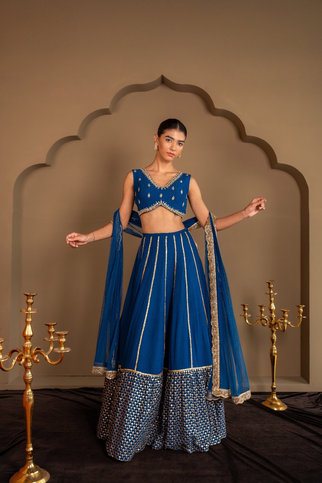 Royal Blue Zari Sequins Faux Georgette Lehenga Choli