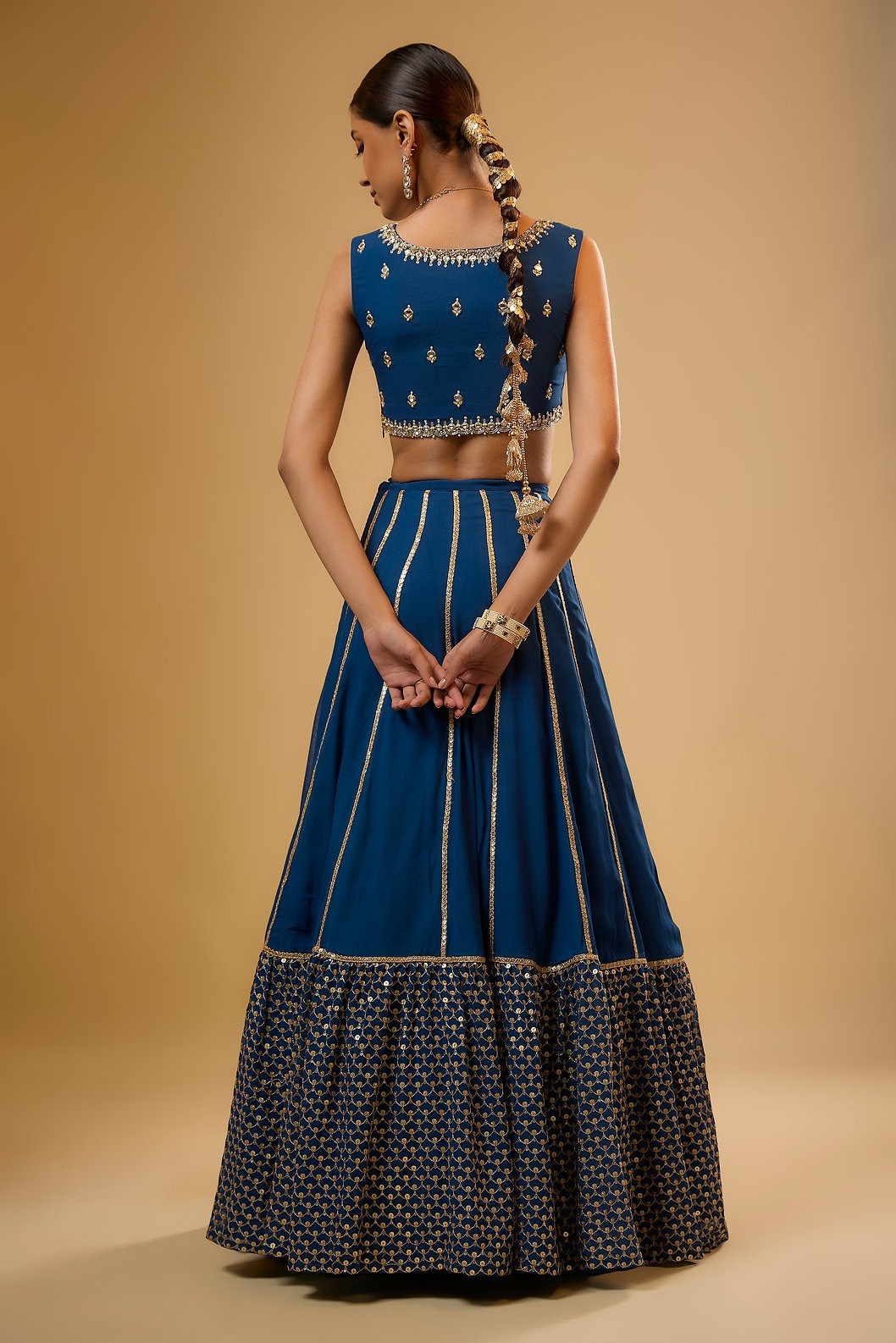 Royal Blue Zari Sequins Faux Georgette Lehenga Choli — alternate view