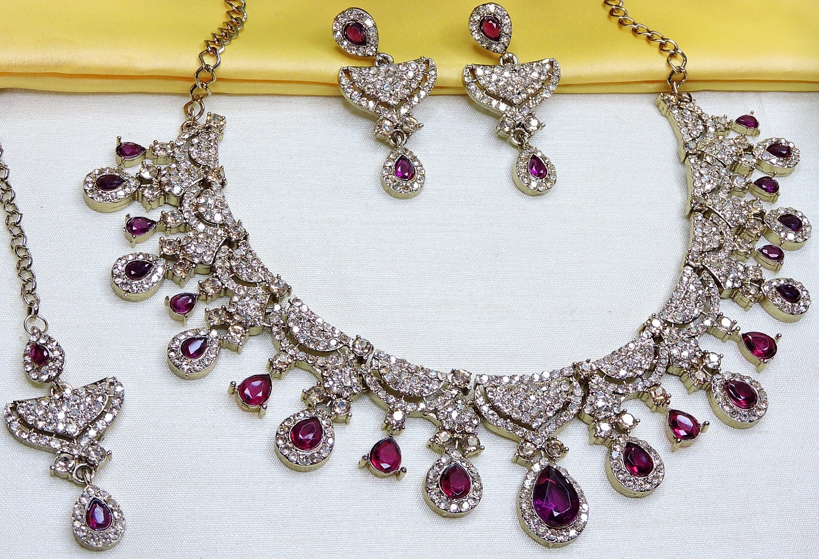 Royal Purple American Diamond Necklace Set