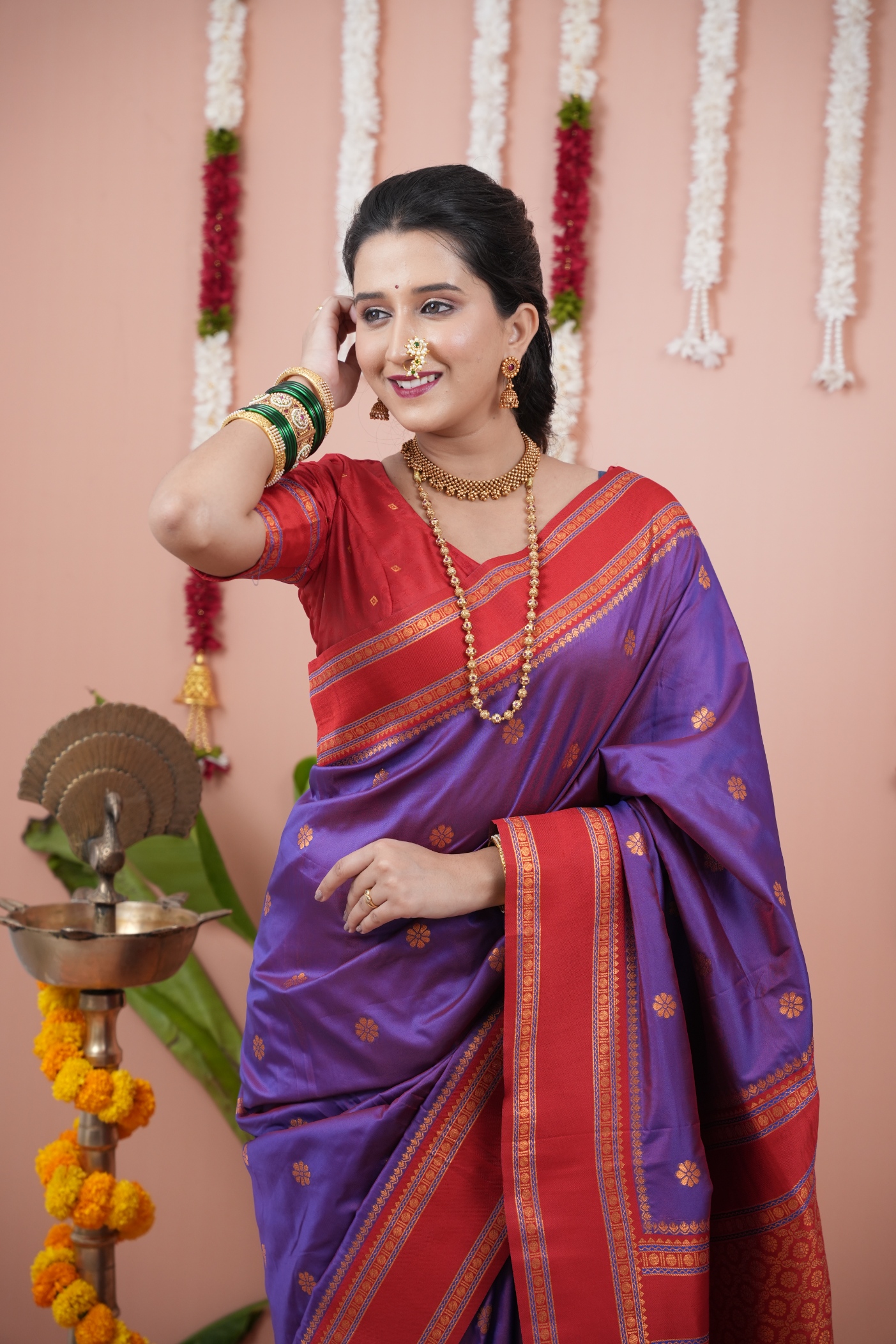 Royal Purple Red Celebration Saree