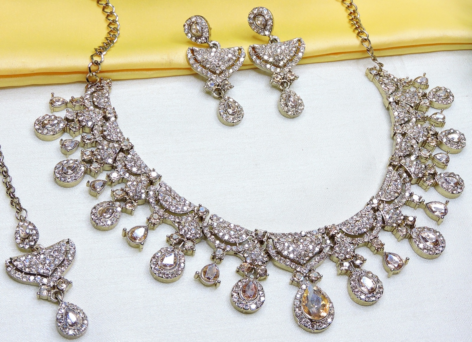 Royal White American Diamond Bridal Necklace Set