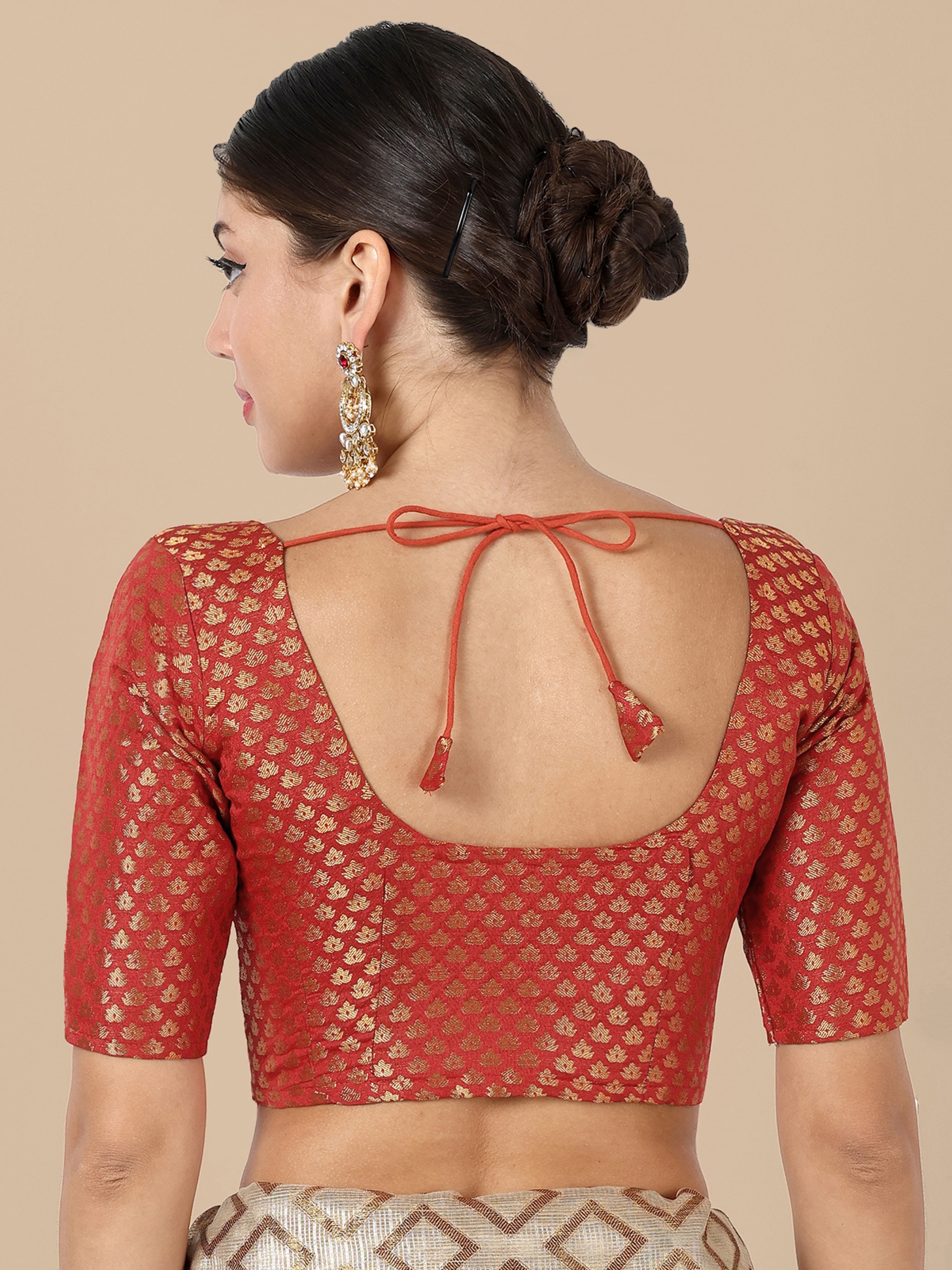 Rust Banarasi Silk Jacquard Readymade Blouse — alternate view