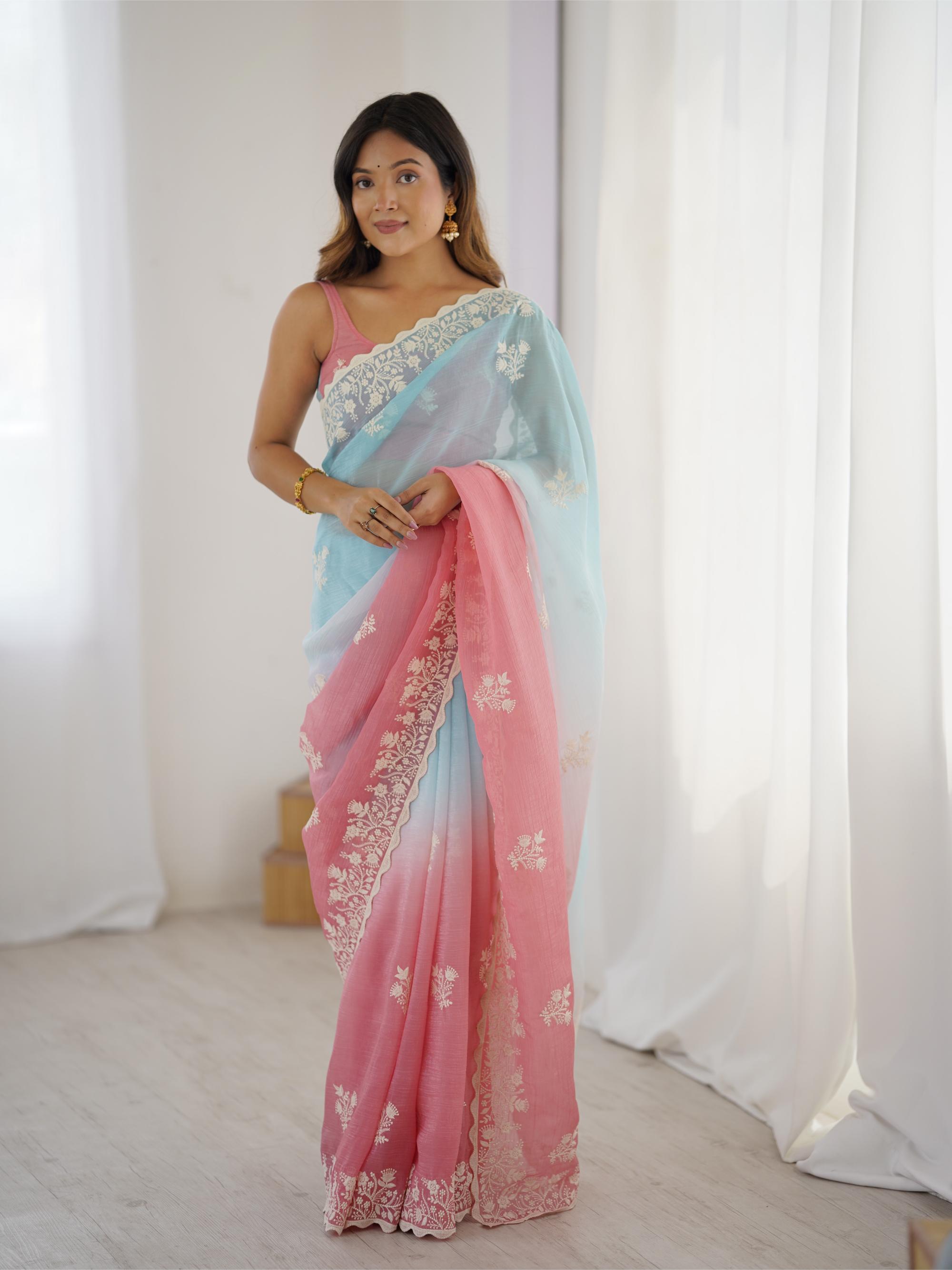 Rust Crunchy Silk Saree