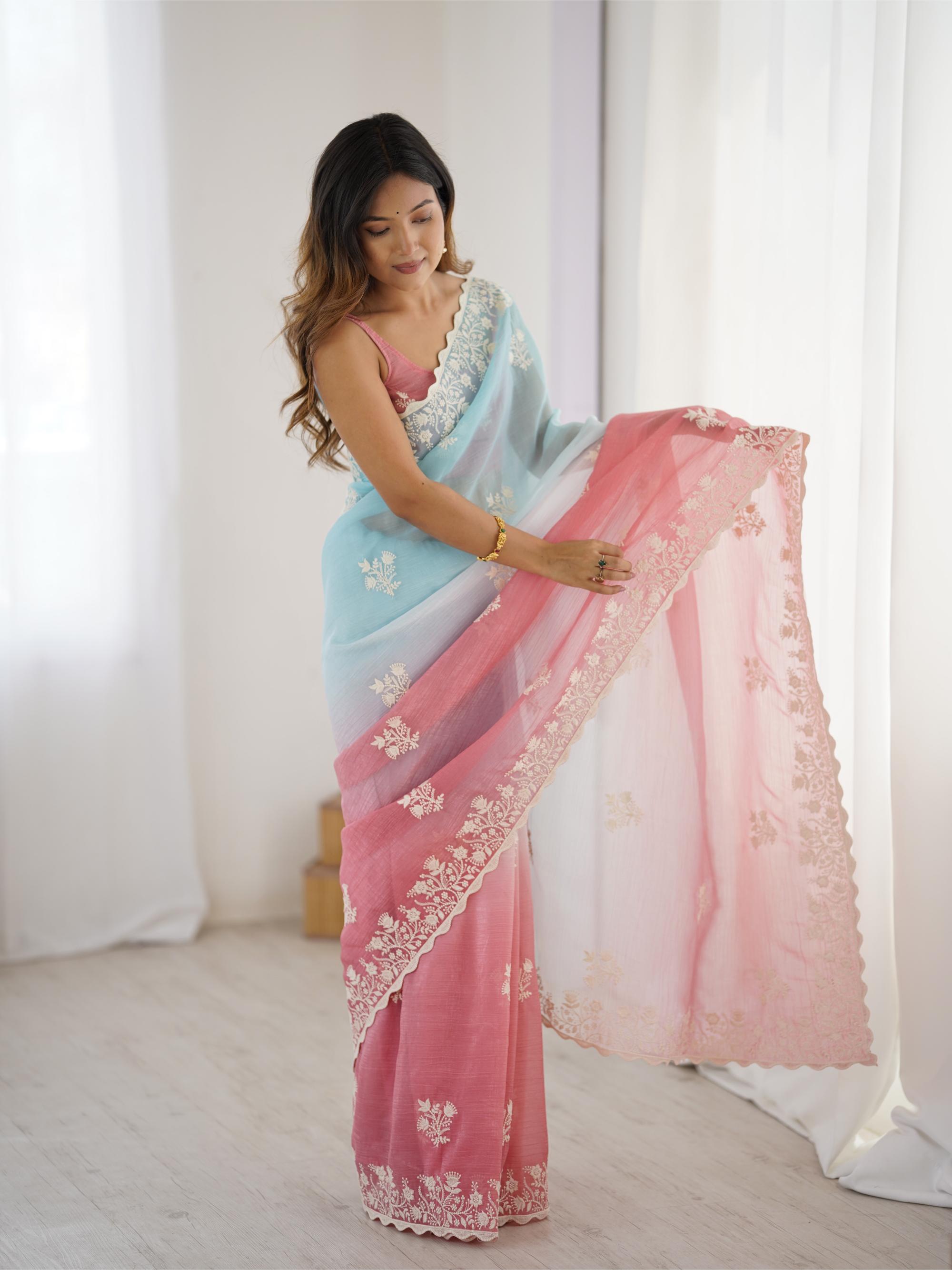 Rust Crunchy Silk Saree — alternate view