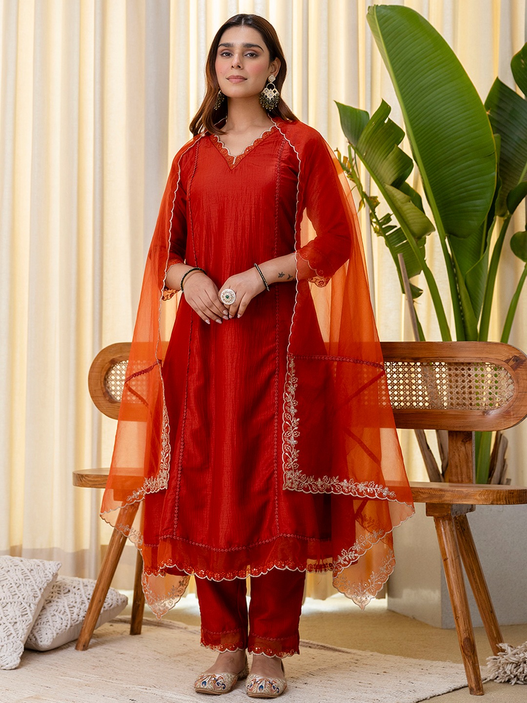 Rust Elegant Embroidered Salwar Suit
