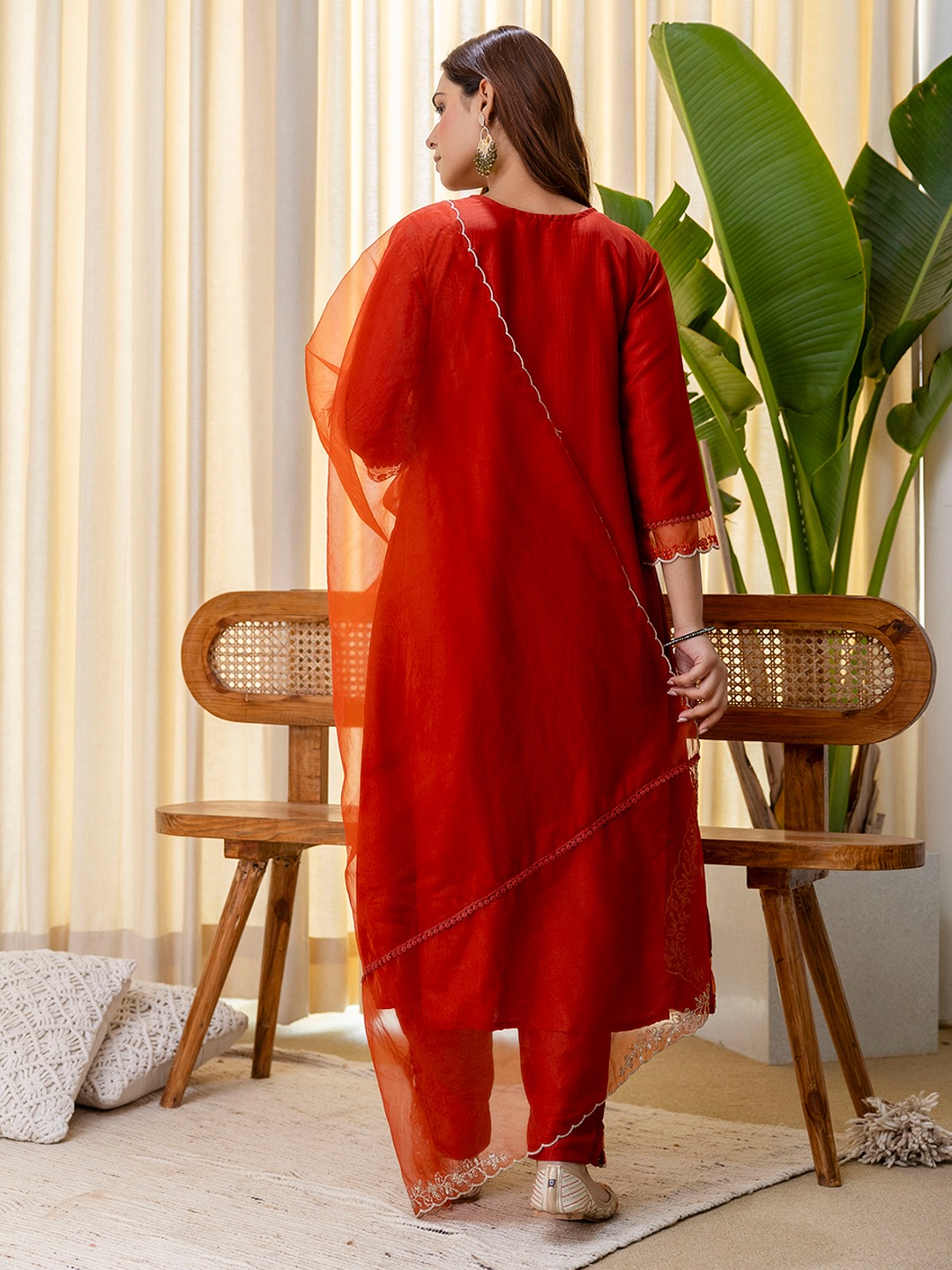 Rust Elegant Embroidered Salwar Suit — alternate view