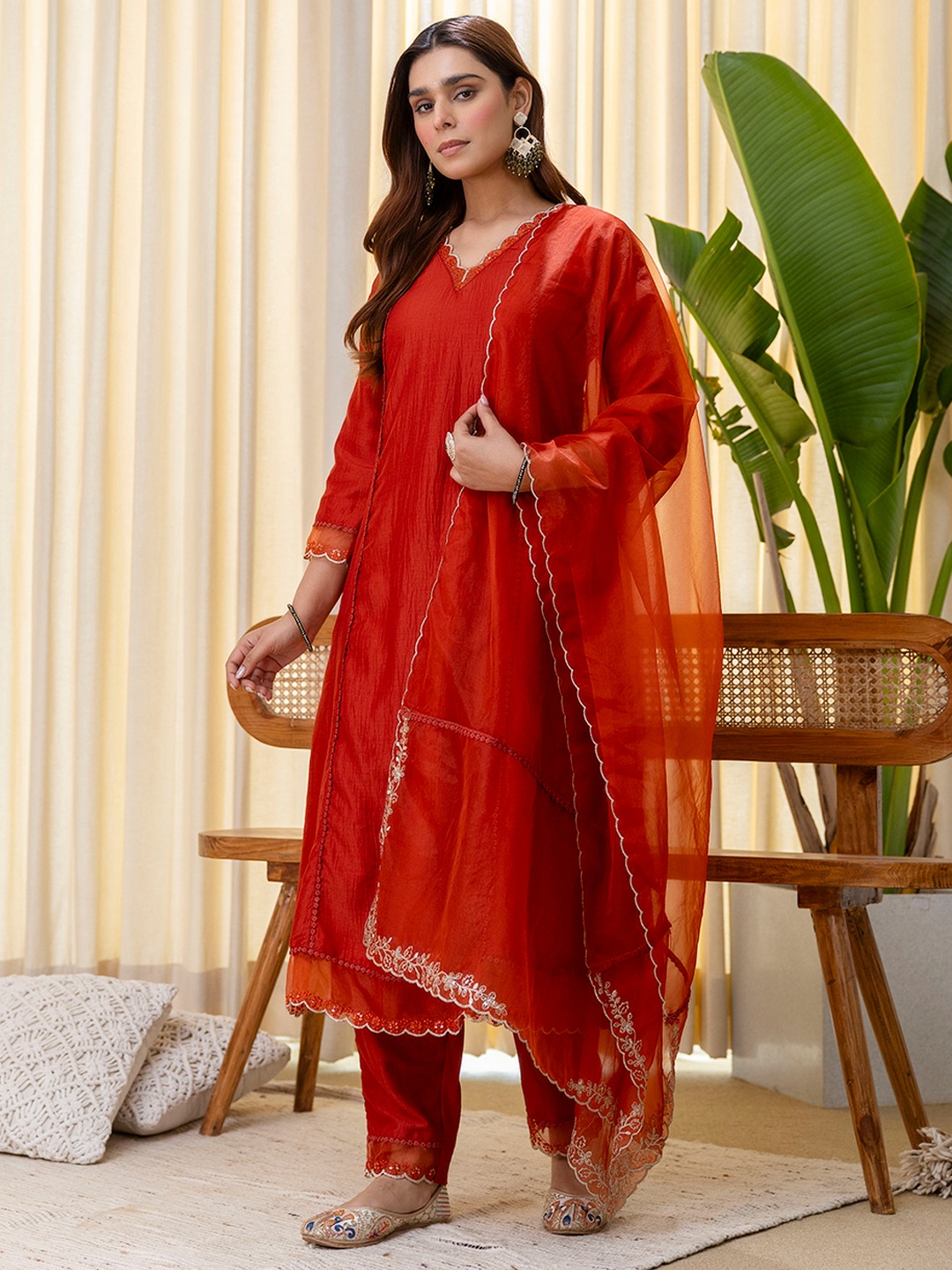 Rust Elegant Embroidered Salwar Suit