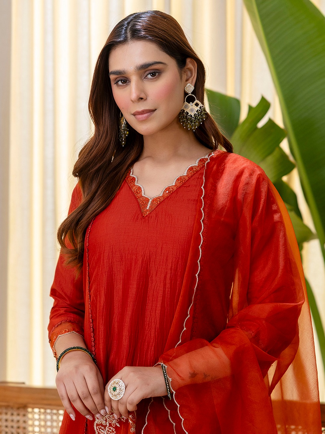 Rust Elegant Embroidered Salwar Suit