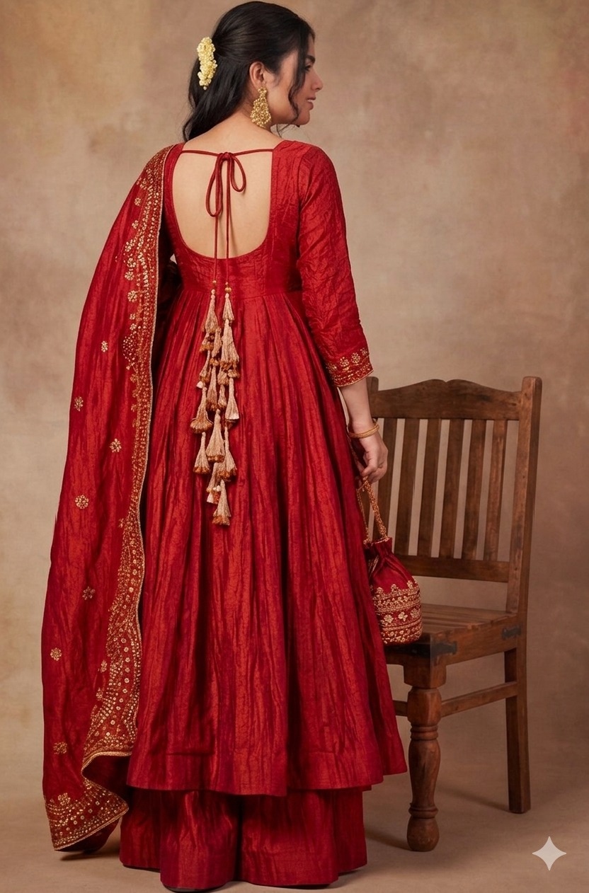 Rust Foil Printed Kum Kum Anarkali Suit — alternate view