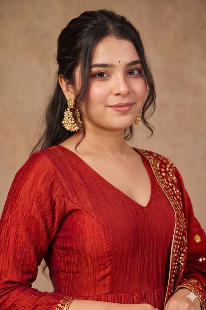 Rust Foil Printed Kum Kum Anarkali Suit