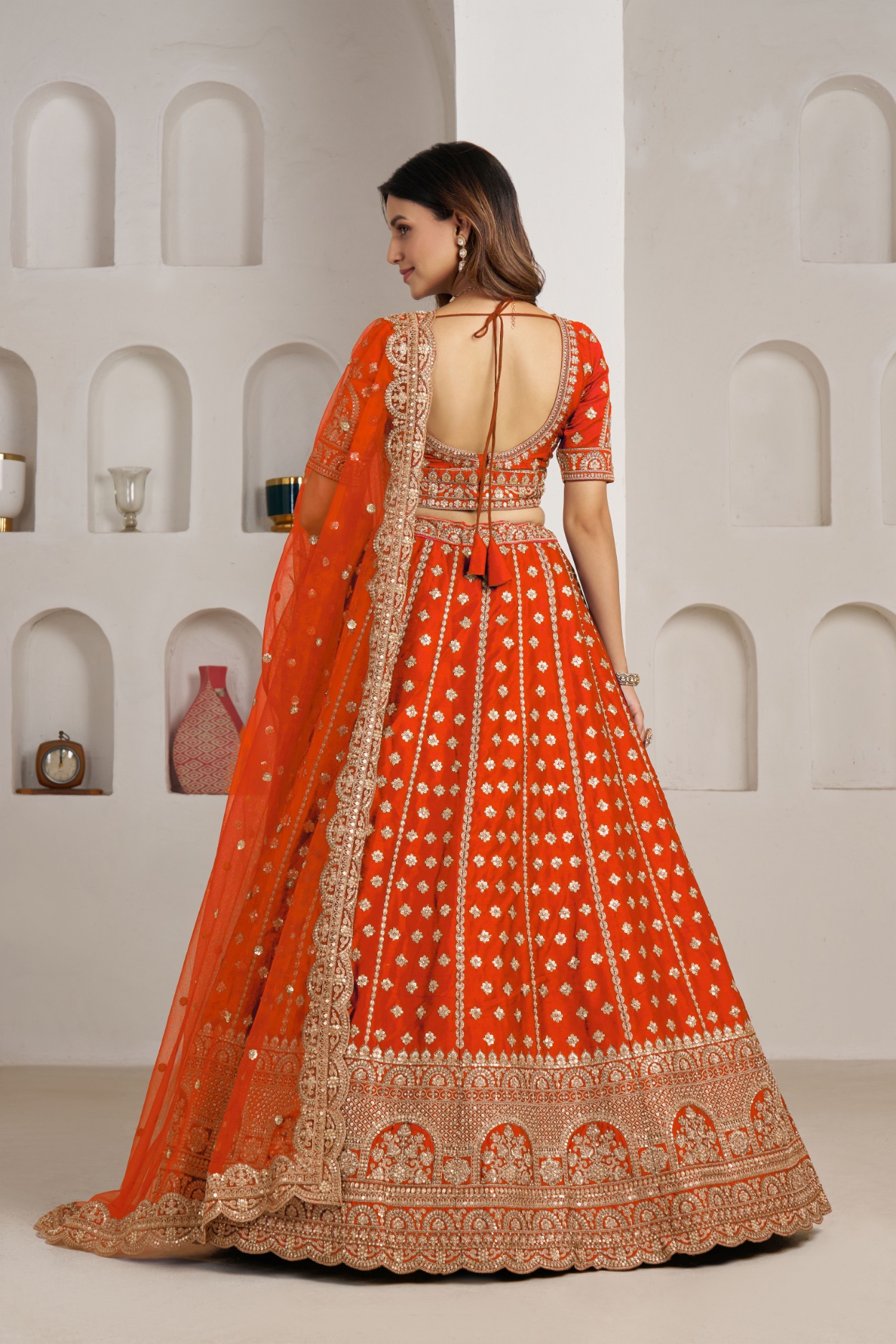 Rust Orange Festive Bridal Lehenga Choli — alternate view