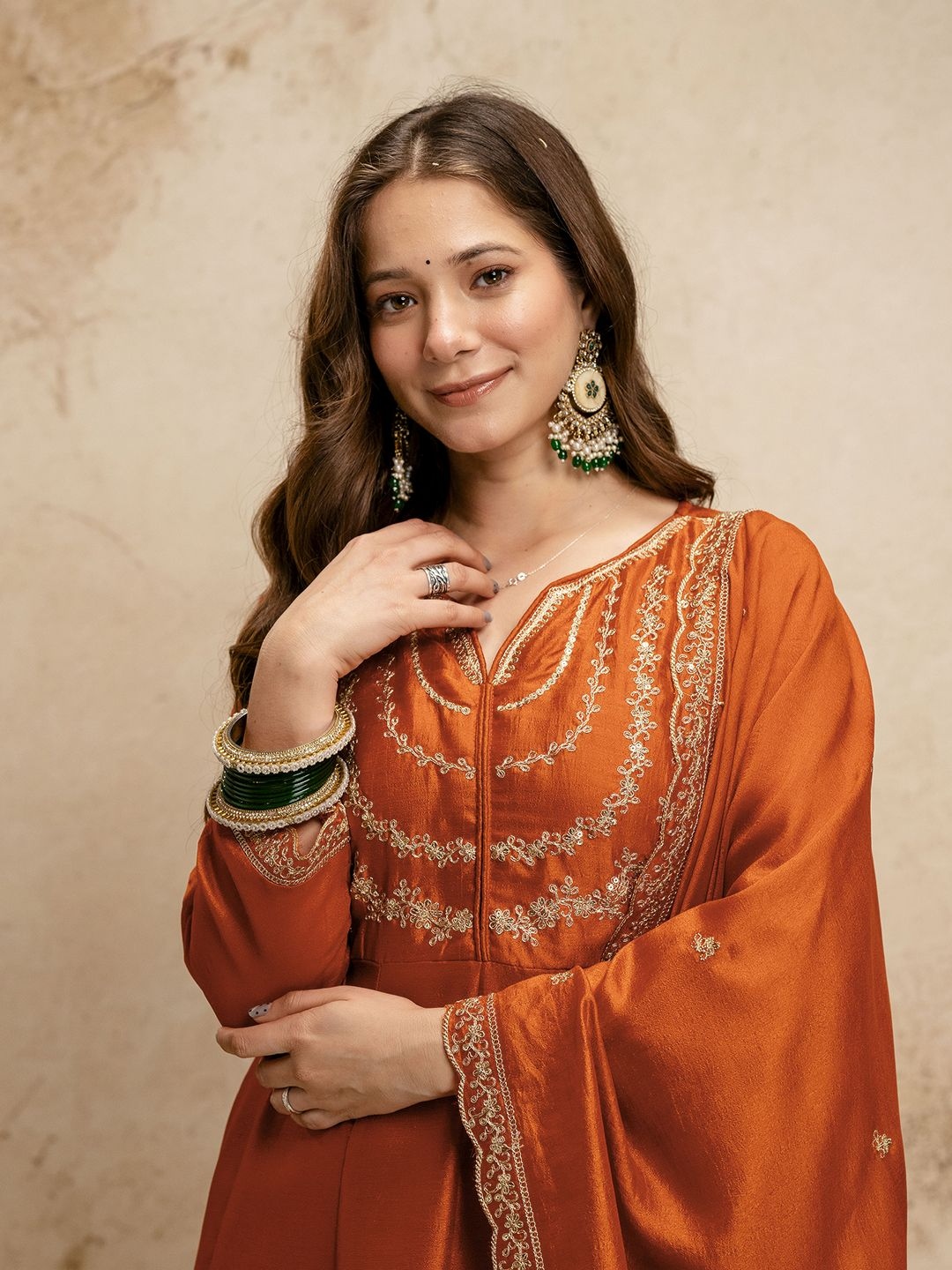 Rust Printed Magic Cotton Salwar Suit