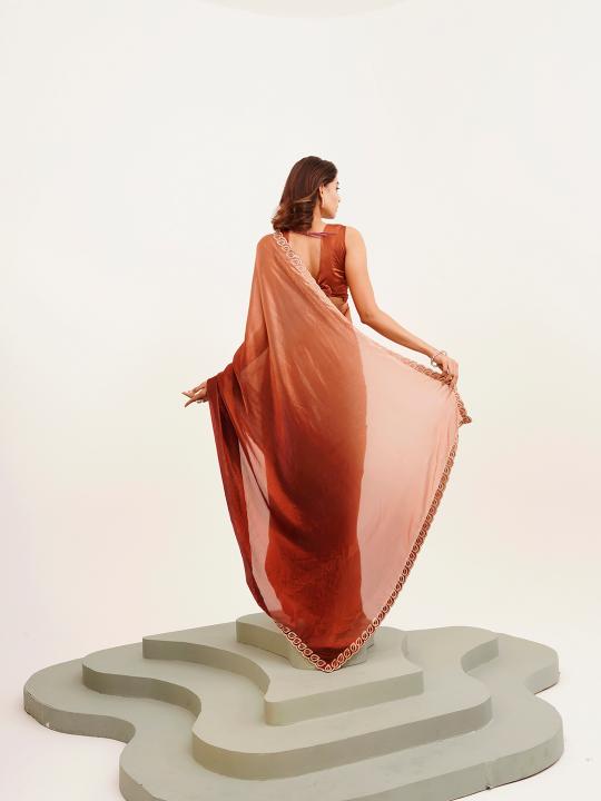 Rust Satin Saree — alternate view