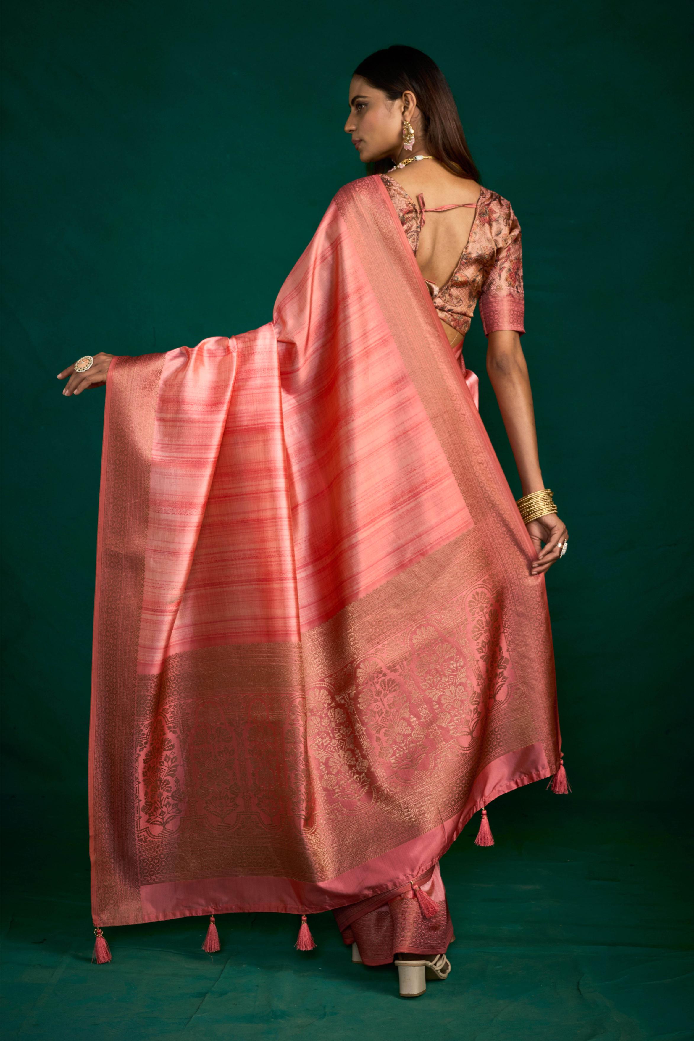 Rust Tussar Silk Saree — alternate view