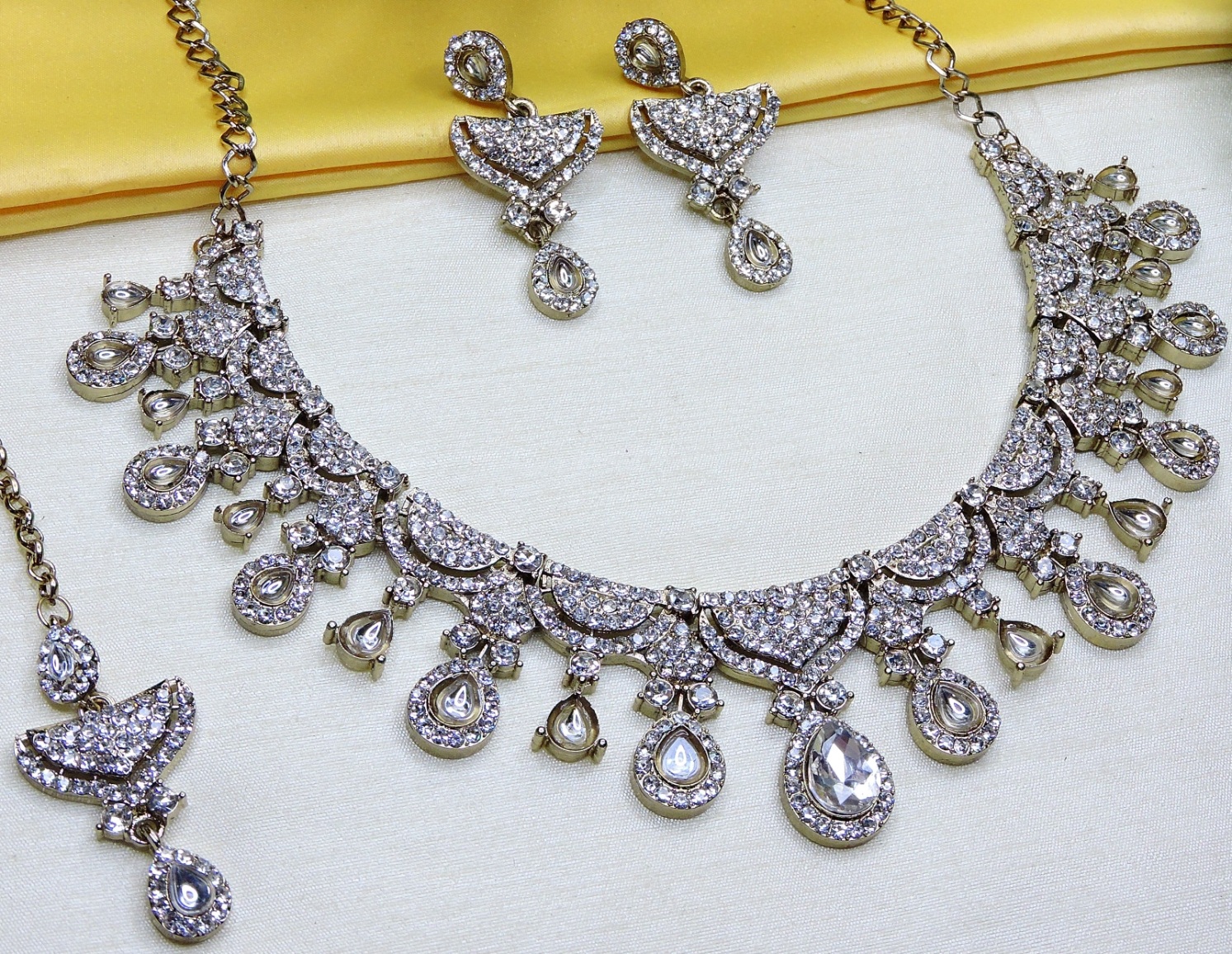 Sapphire Blue American Diamond Necklace Set
