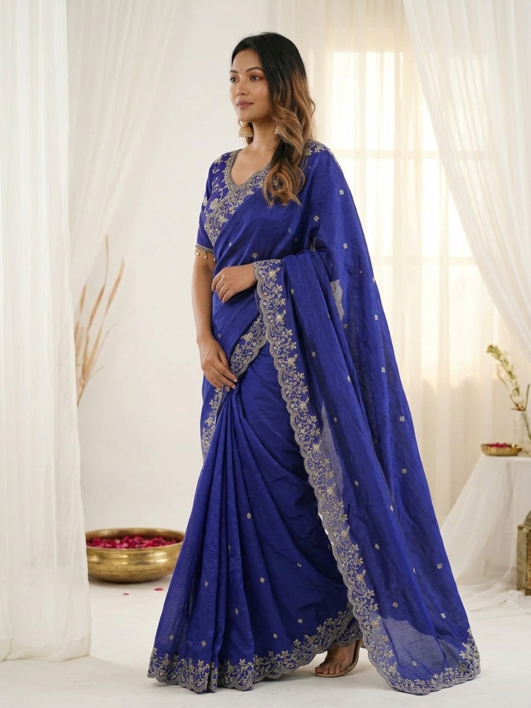 Sapphire Grace Royal Blue Designer Saree — alternate view