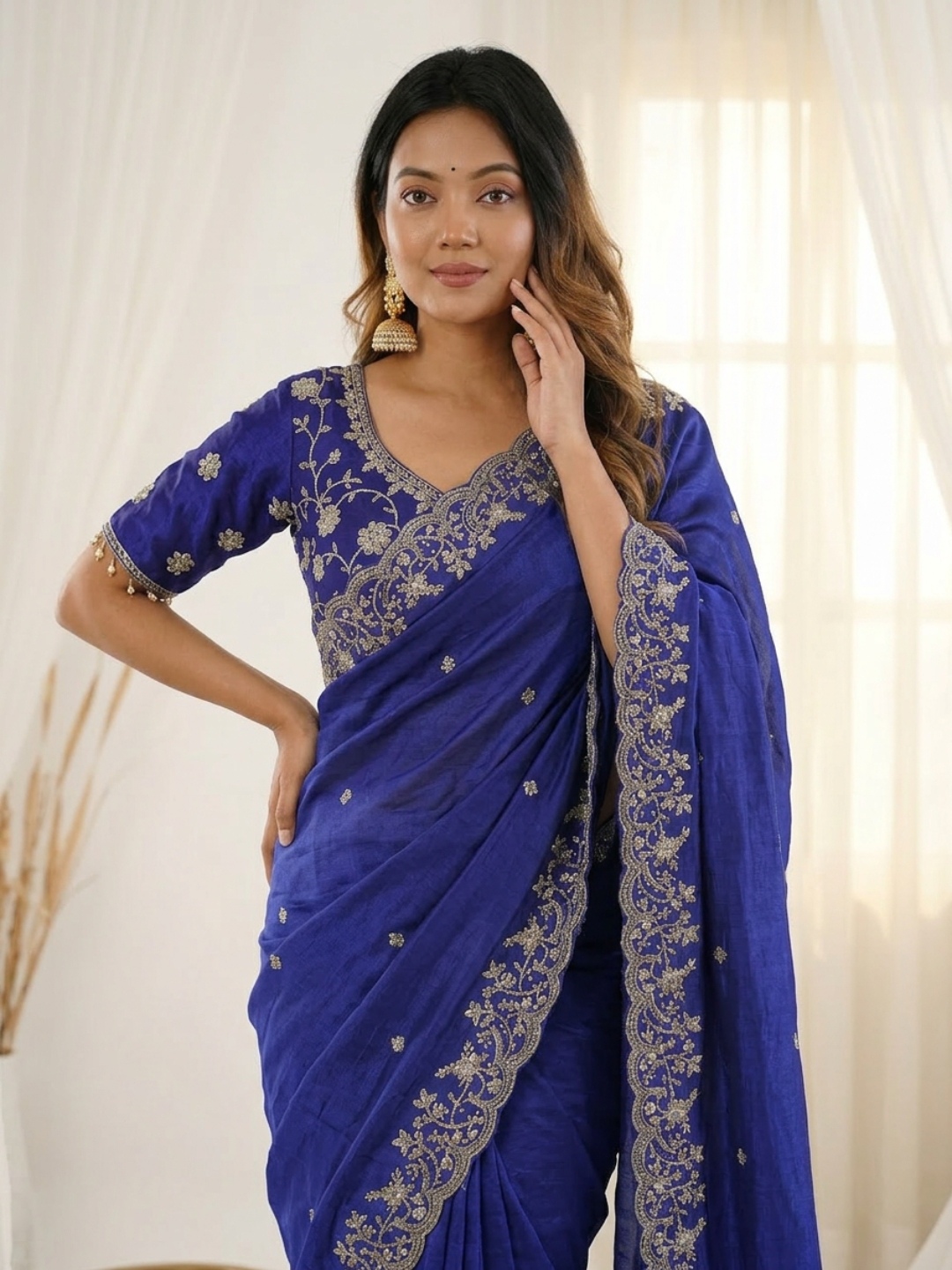 Sapphire Grace Royal Blue Designer Saree