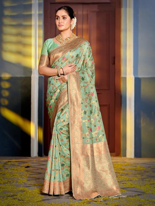 Sea Green Banarasi Silk Saree