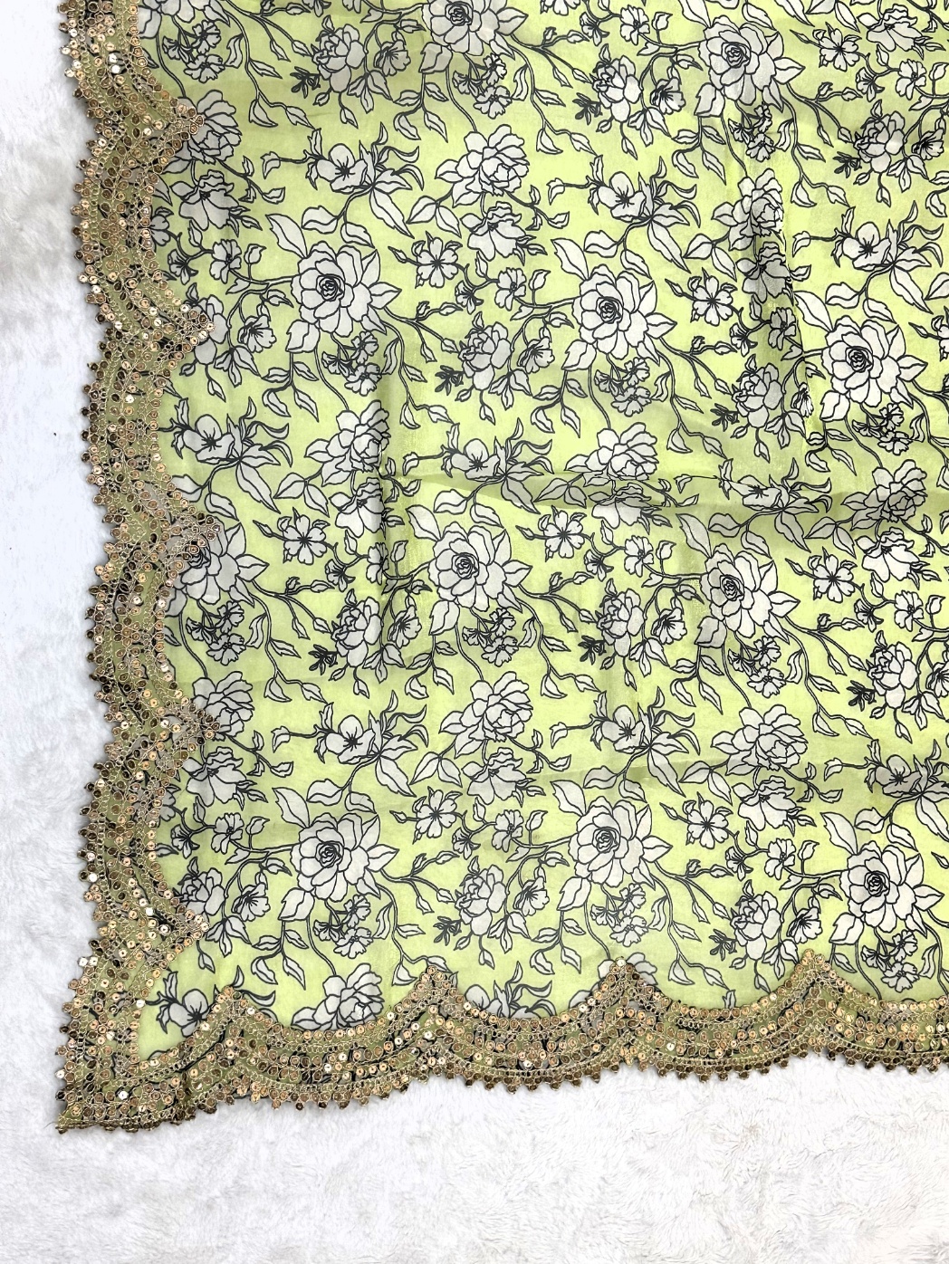 Sea Green Floral Digital Print Jimmy Choo Dupatta
