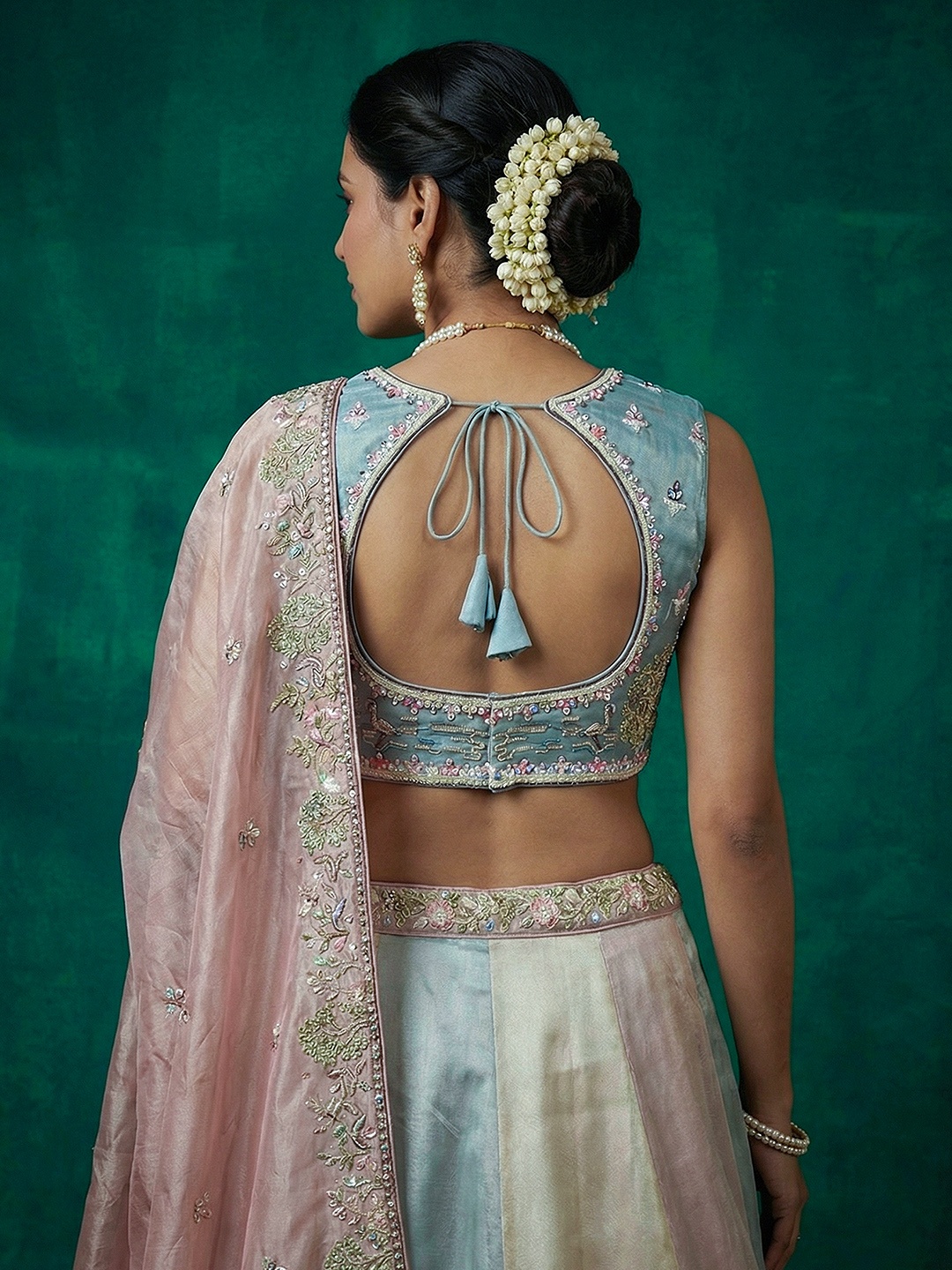 Sea Green Floral Embroidered Bridal Lehenga Choli — alternate view